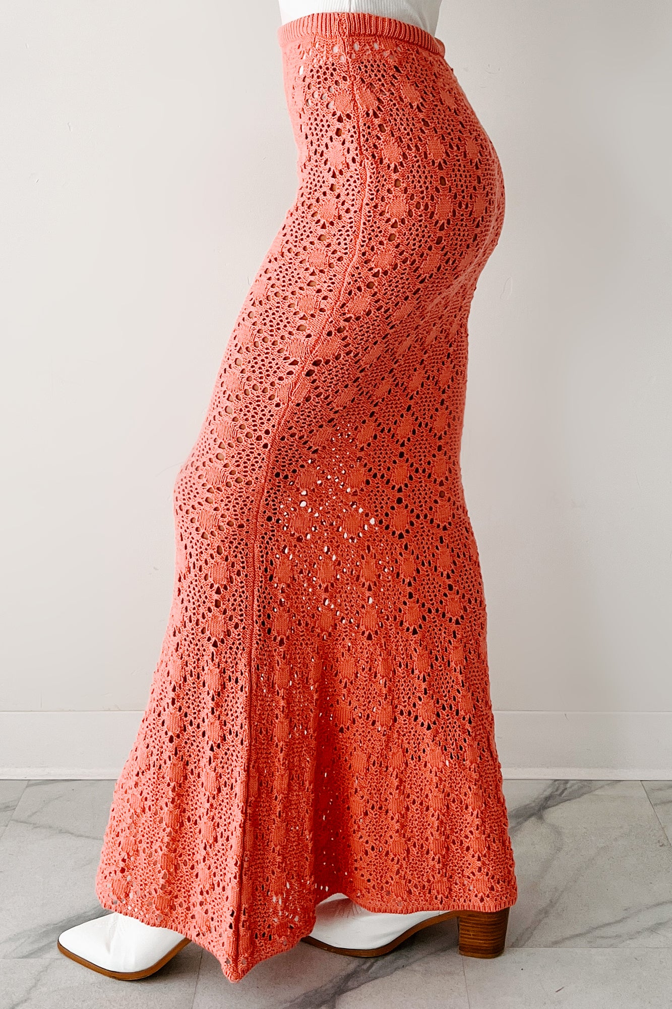 Tropical Trails Crochet Maxi Skirt (Coral) - Image 5