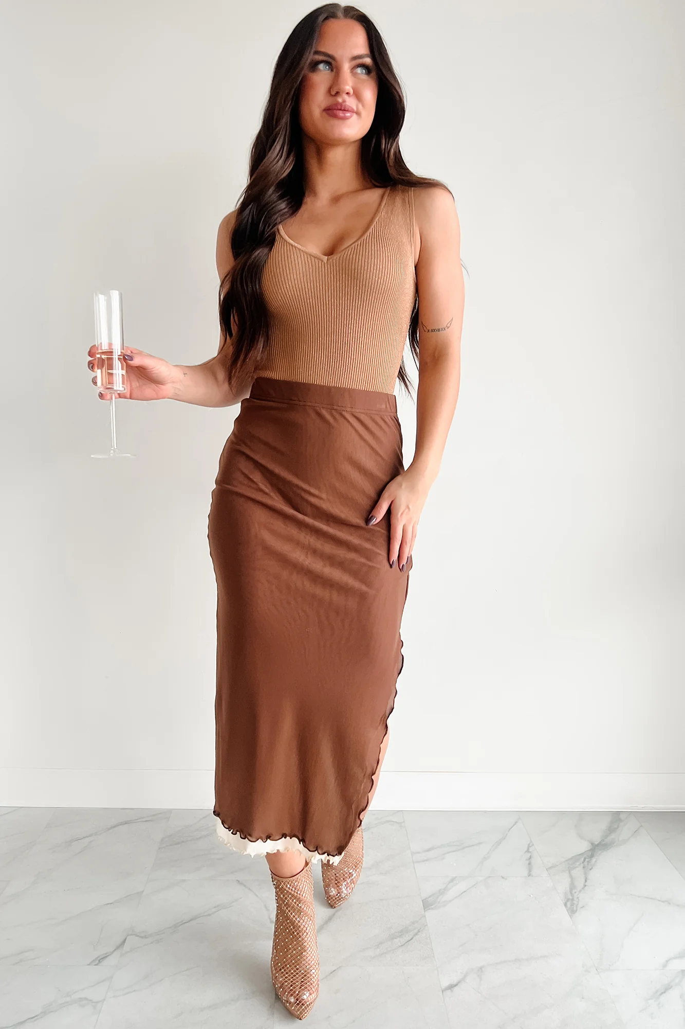 True Fascination Ribbed Metallic Lurex Bodysuit (Gold) - Image 7