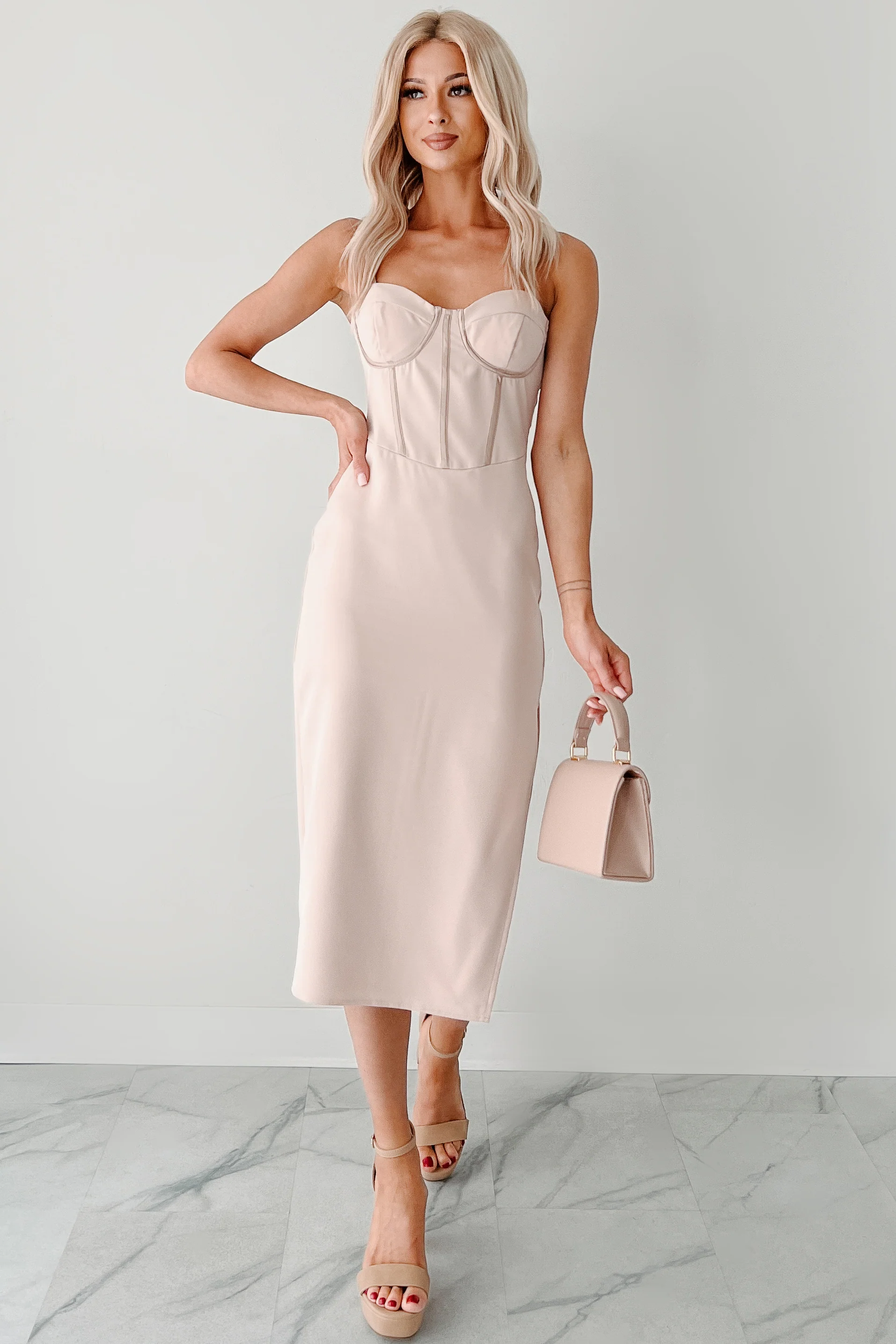 Truly Amazing Sweetheart Midi Dress (Pale Rose) - Image 8