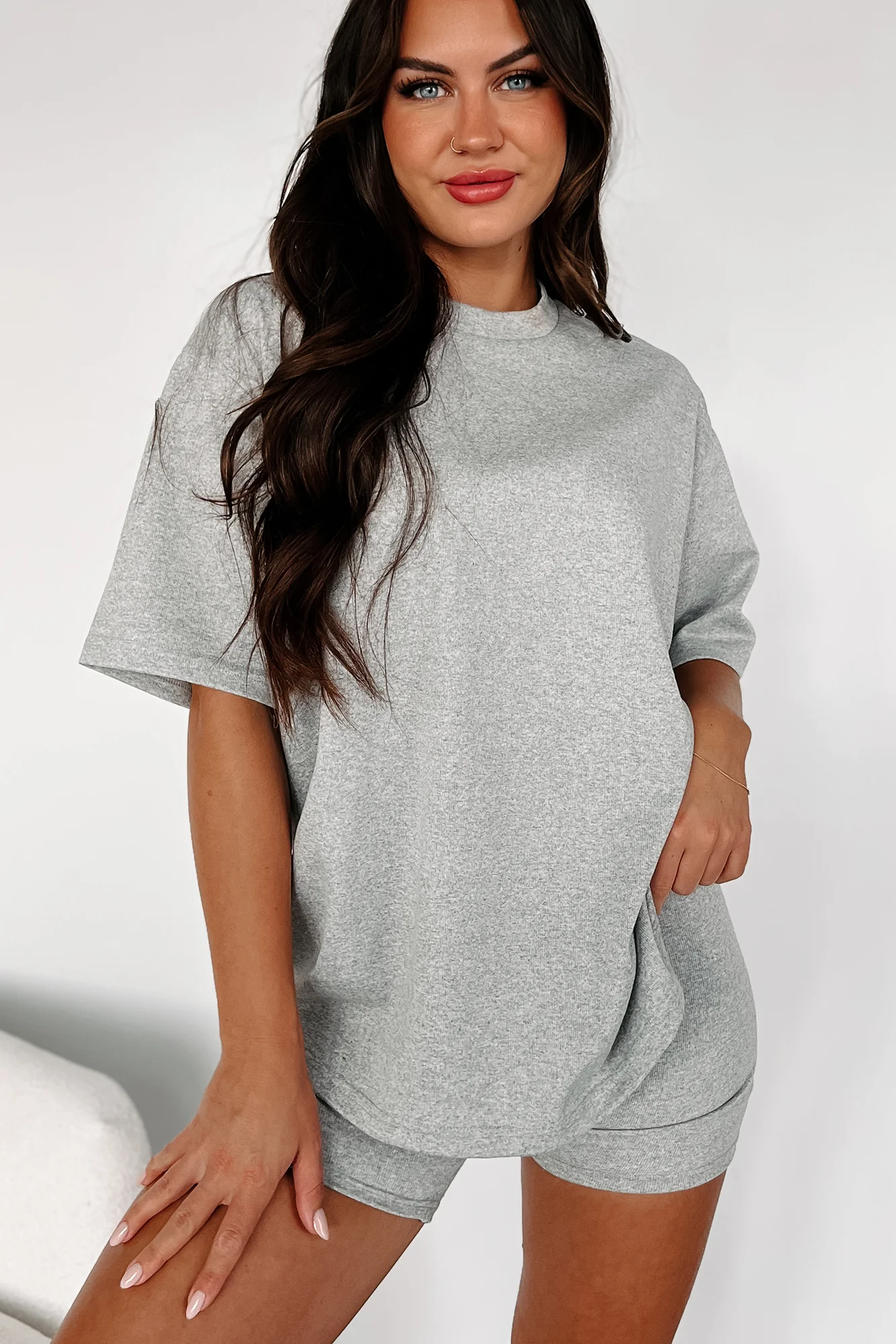 Trying To Unwind Oversized T-Shirt (Heather Grey) - Image 2