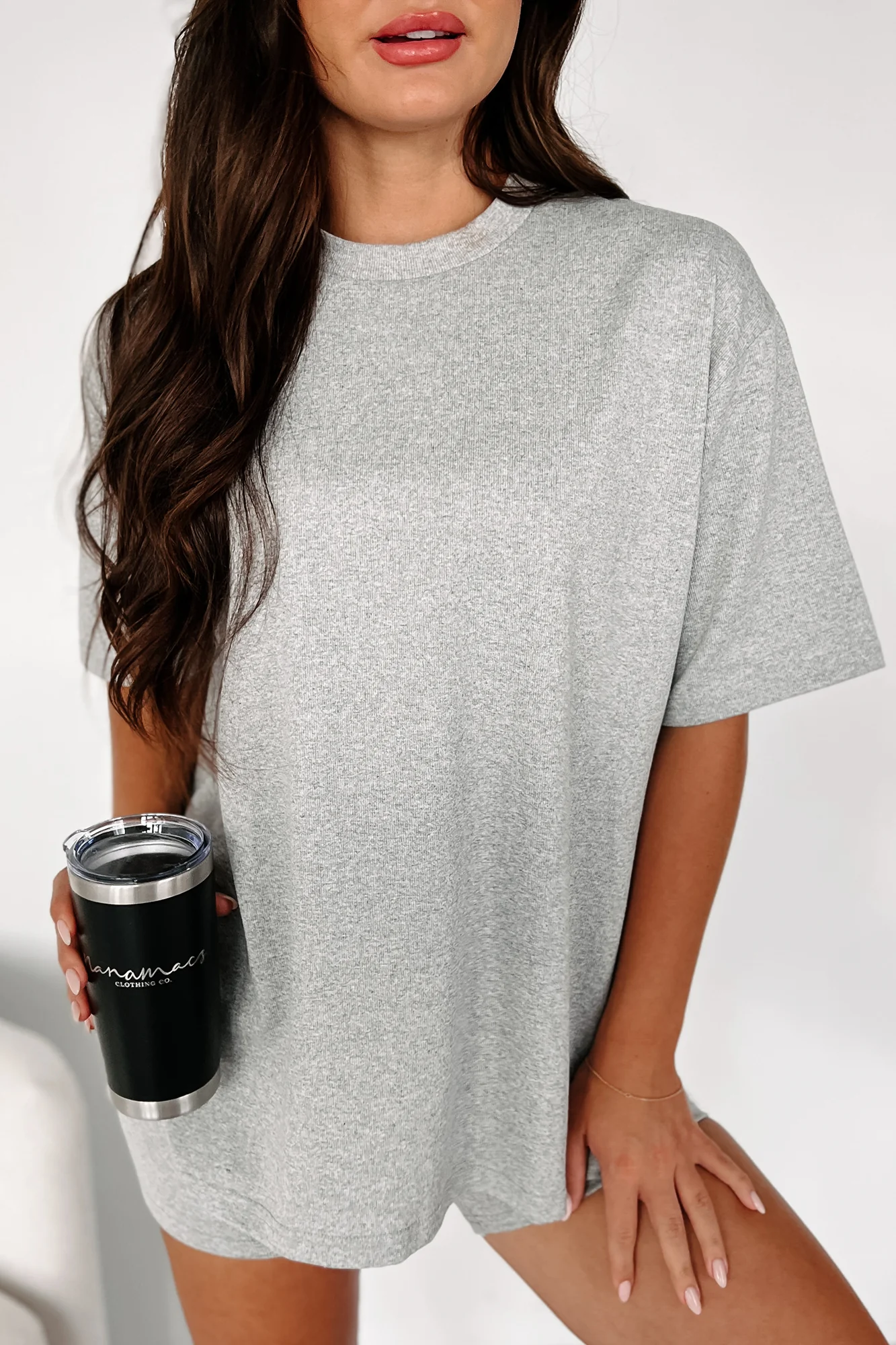 Trying To Unwind Oversized T-Shirt (Heather Grey) - Image 5