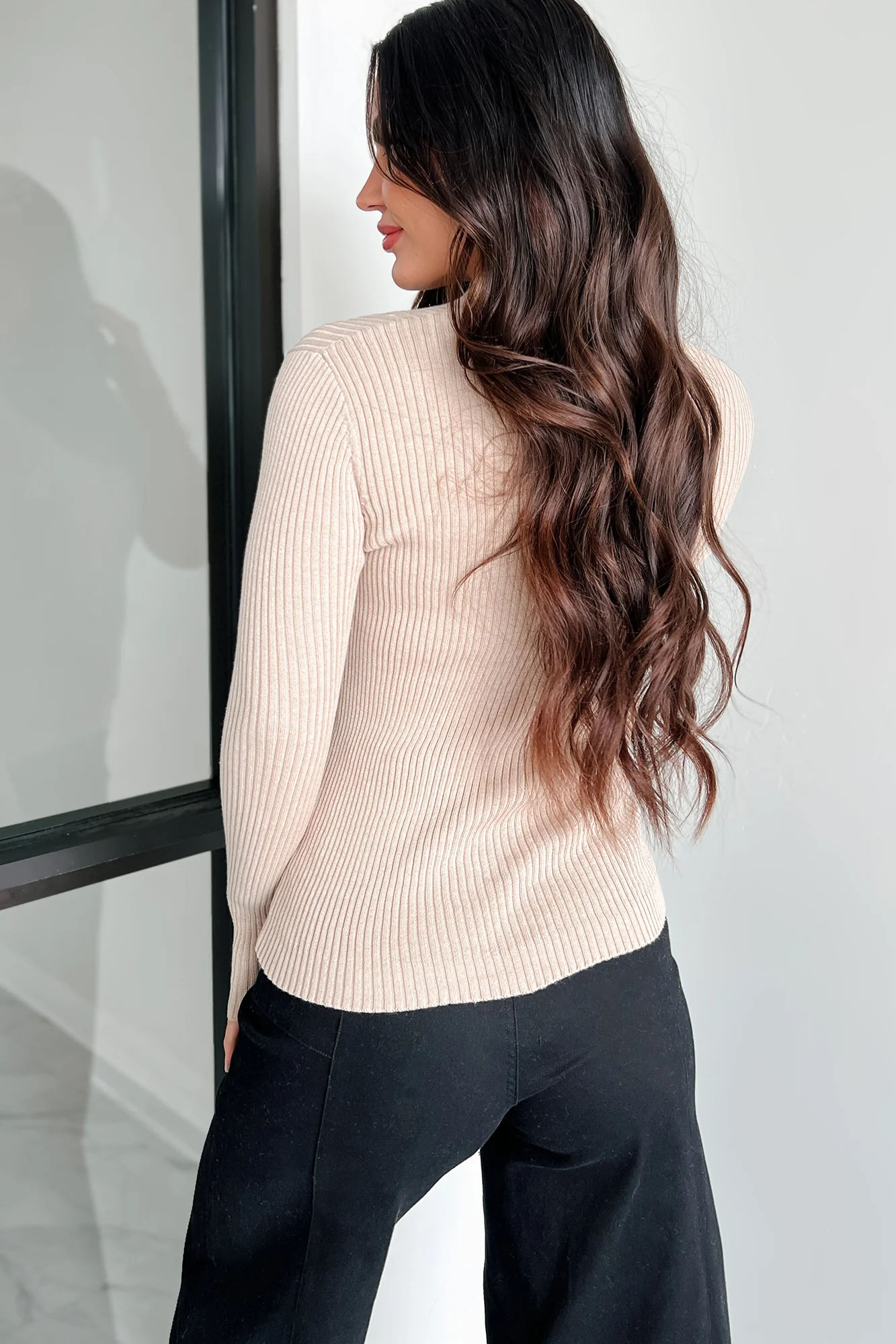 Tula Button Detail Ribbed Sweater Top (Oatmeal) - Image 4