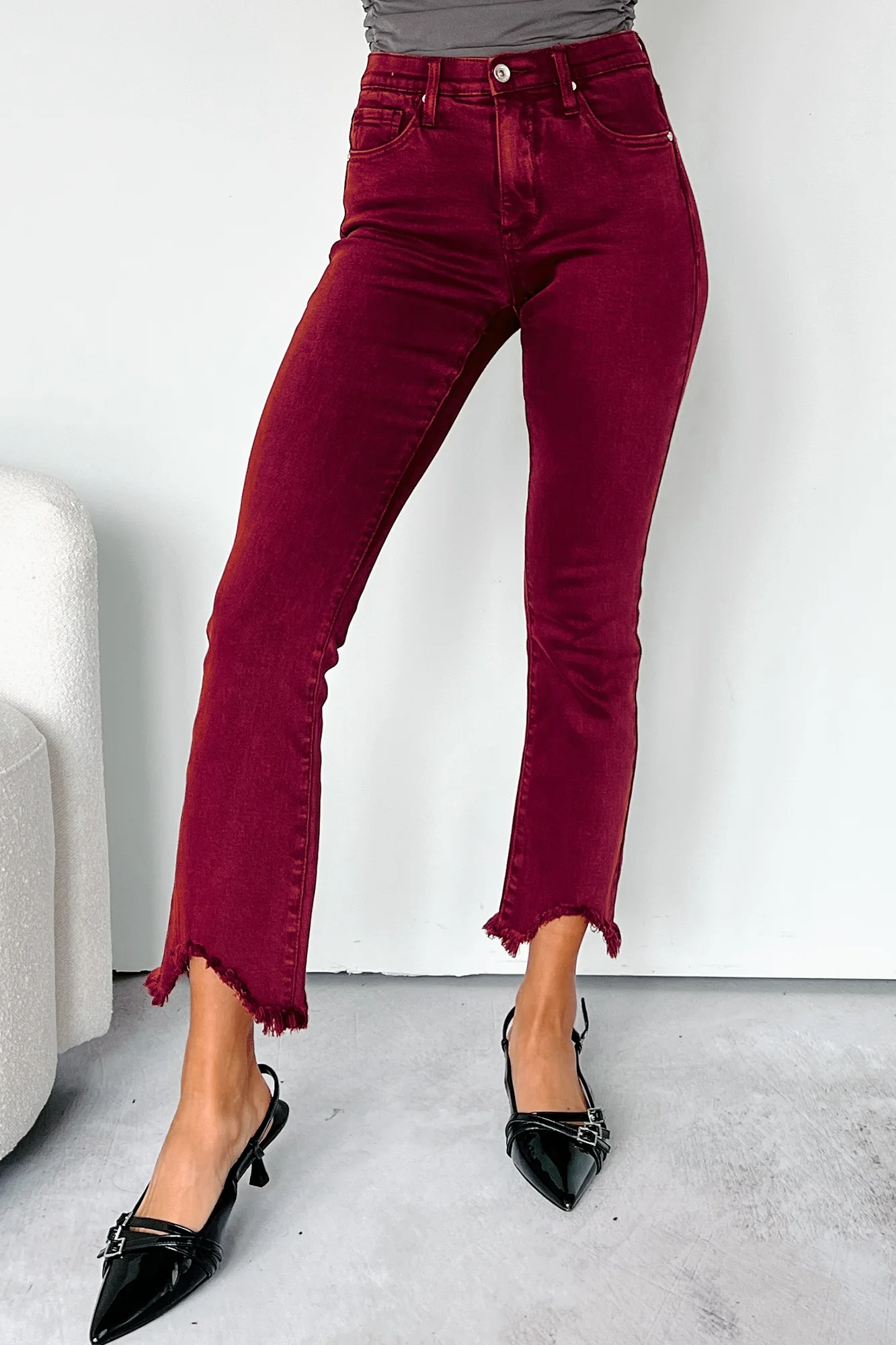 Tulsa Mid Rise Tummy Control Special A Kick Flare Jeans (Wine) - Image 3