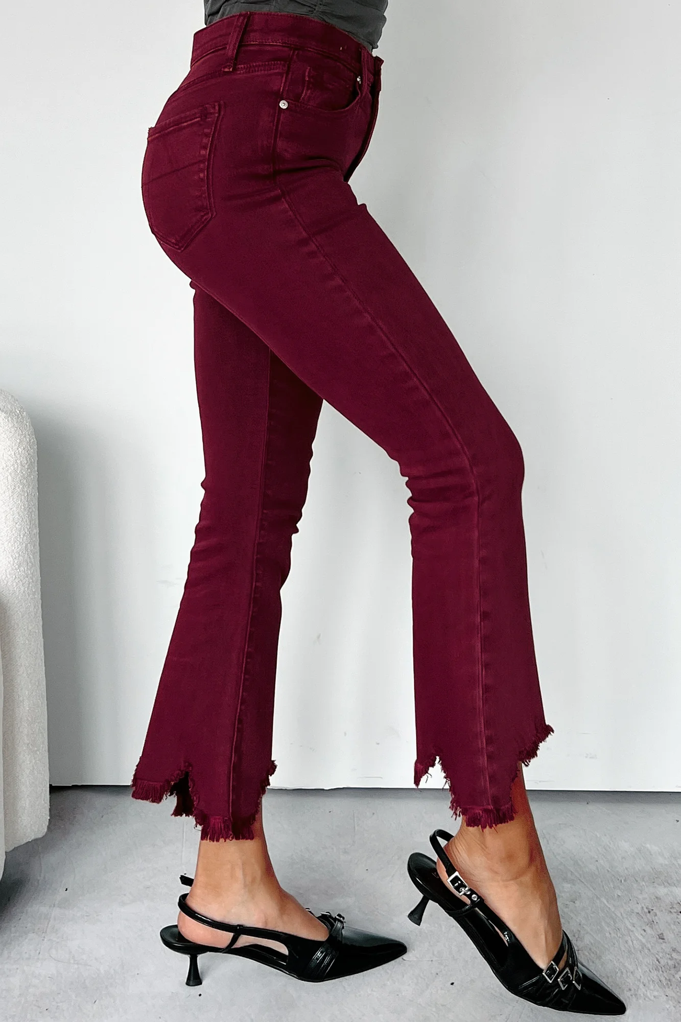 Tulsa Mid Rise Tummy Control Special A Kick Flare Jeans (Wine) - Image 4