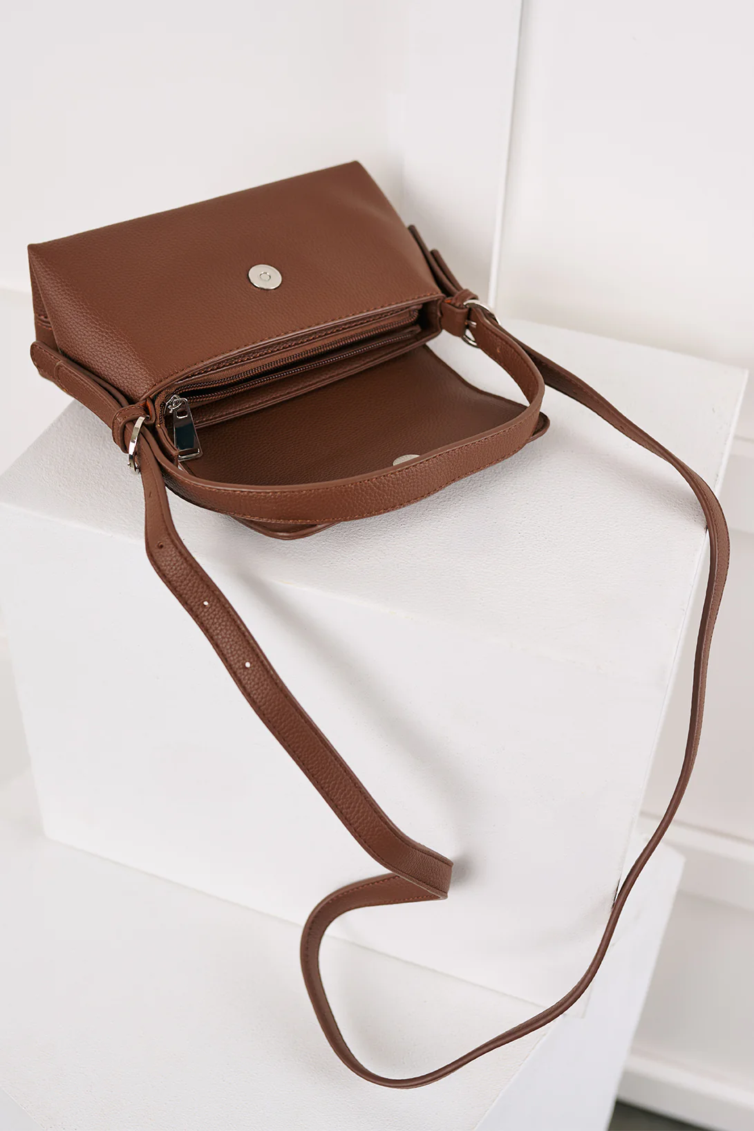 Turn On Charm Faux Leather Handbag (Brown) - Image 3