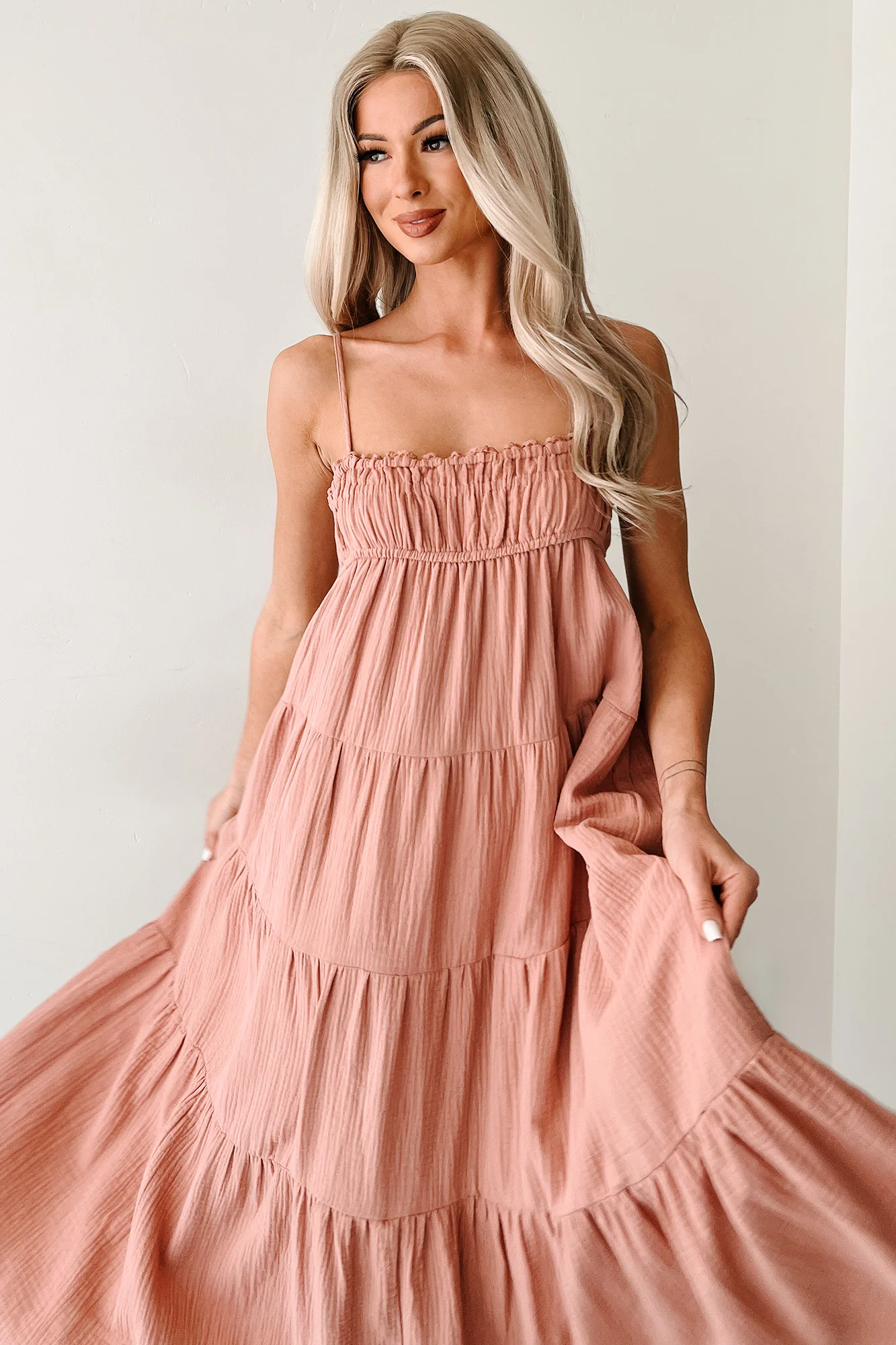 Twilight Glow Sleeveless Tiered Maxi Dress (Clay) - Image 2