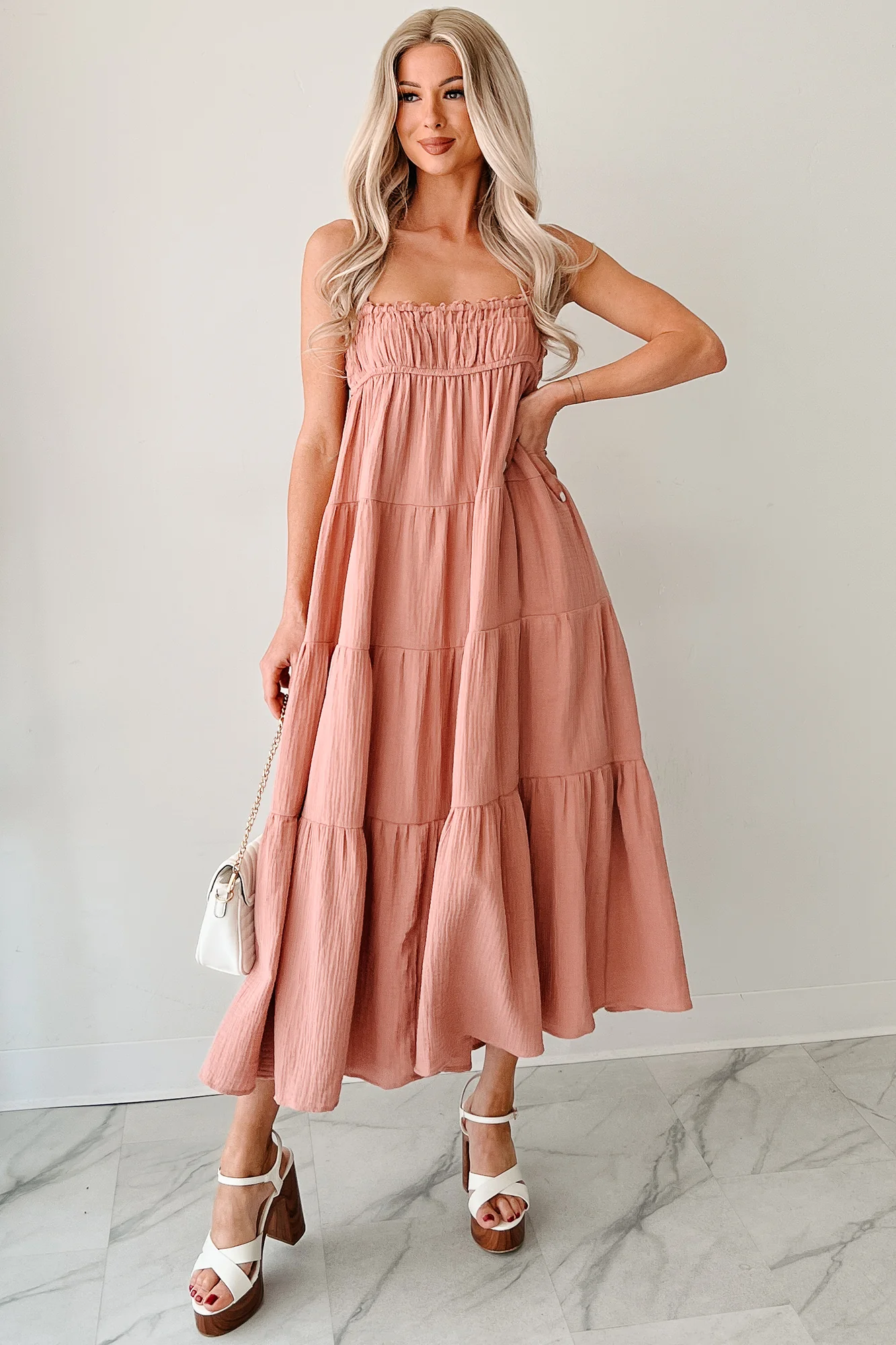 Twilight Glow Sleeveless Tiered Maxi Dress (Clay) - Image 3