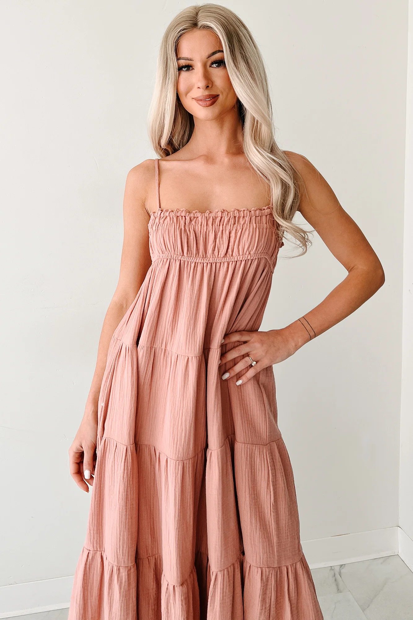 Twilight Glow Sleeveless Tiered Maxi Dress (Clay) - Image 4