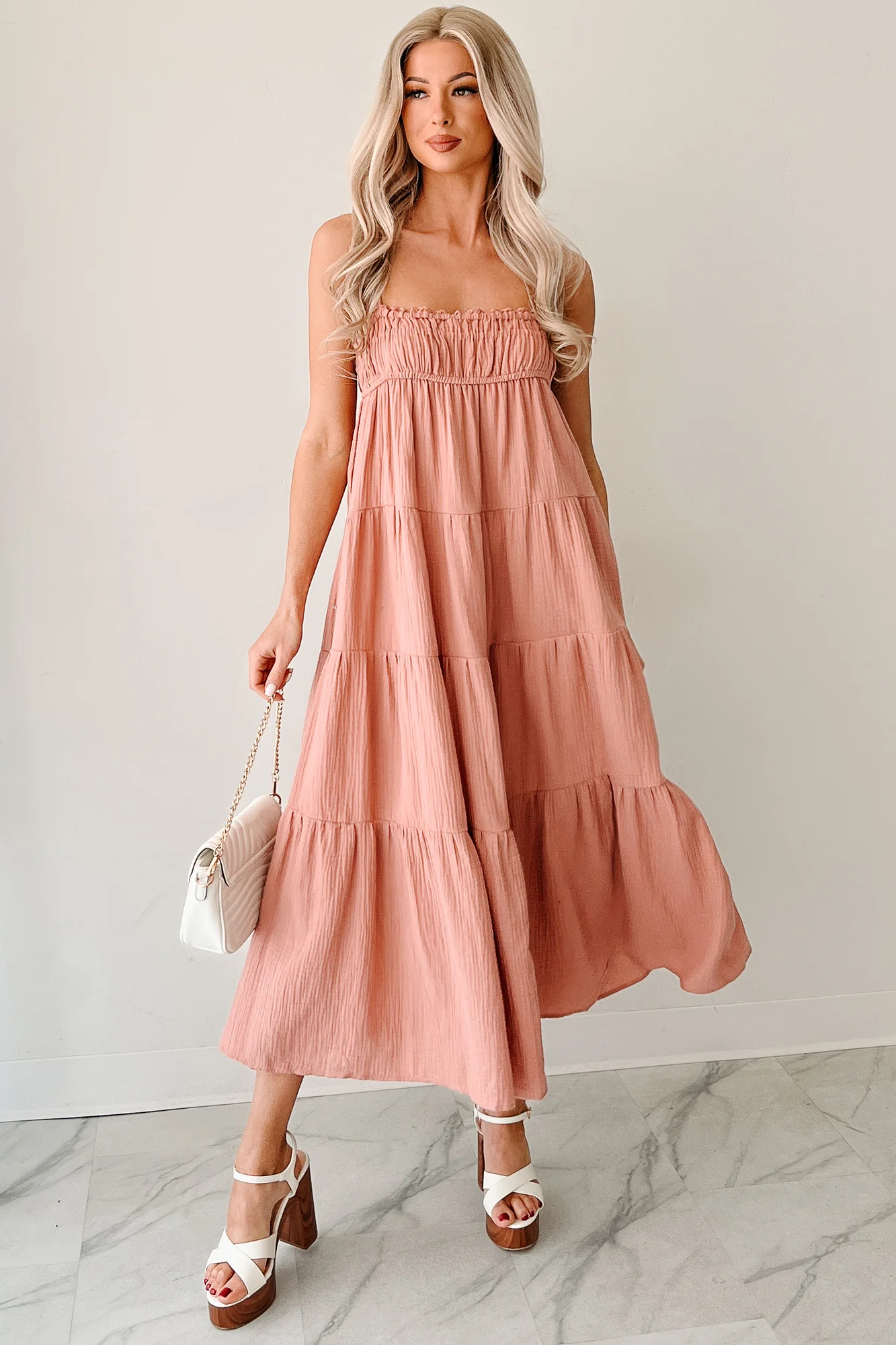 Twilight Glow Sleeveless Tiered Maxi Dress (Clay) - Image 5
