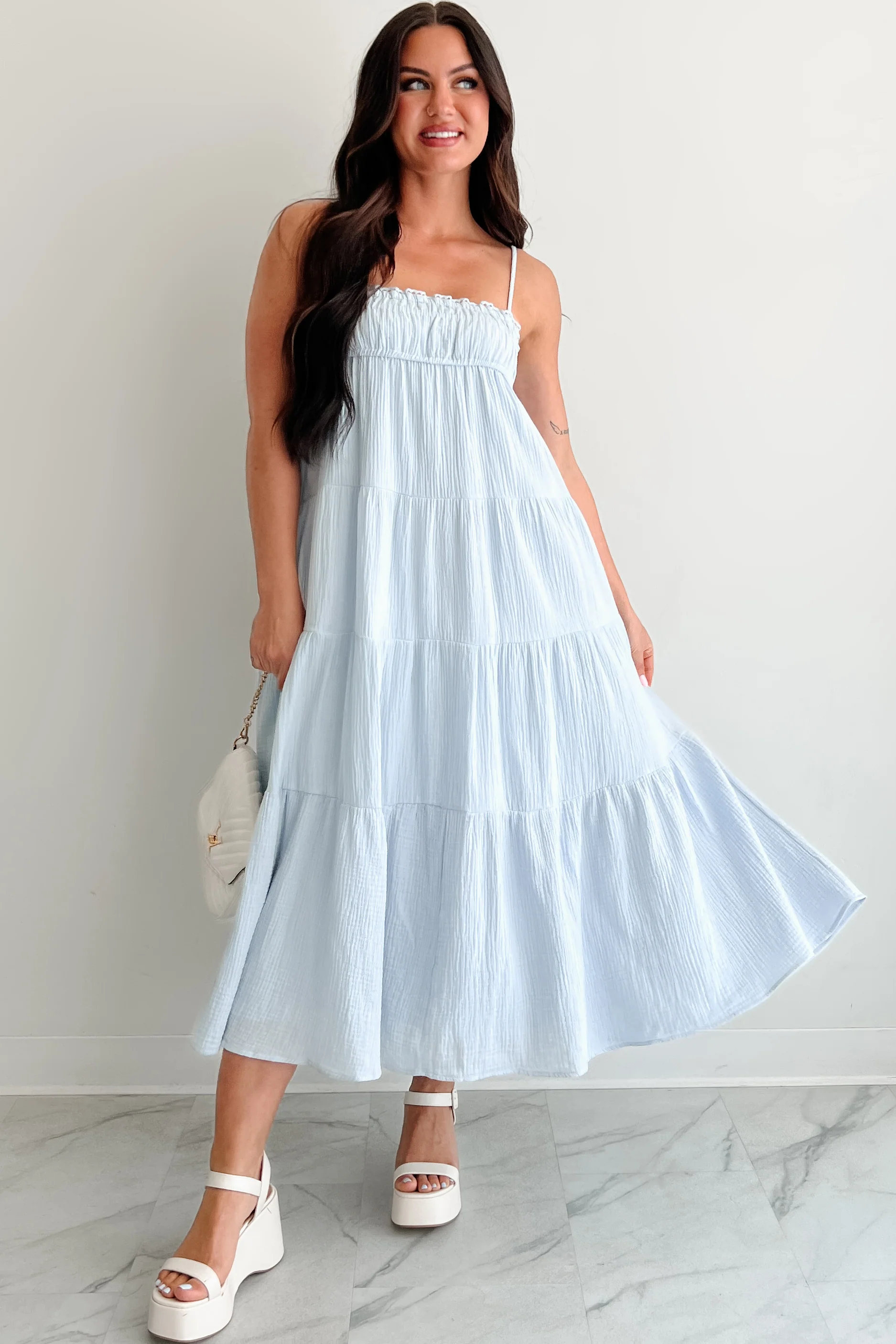 Twilight Glow Sleeveless Tiered Maxi Dress (Light Blue) - Image 10