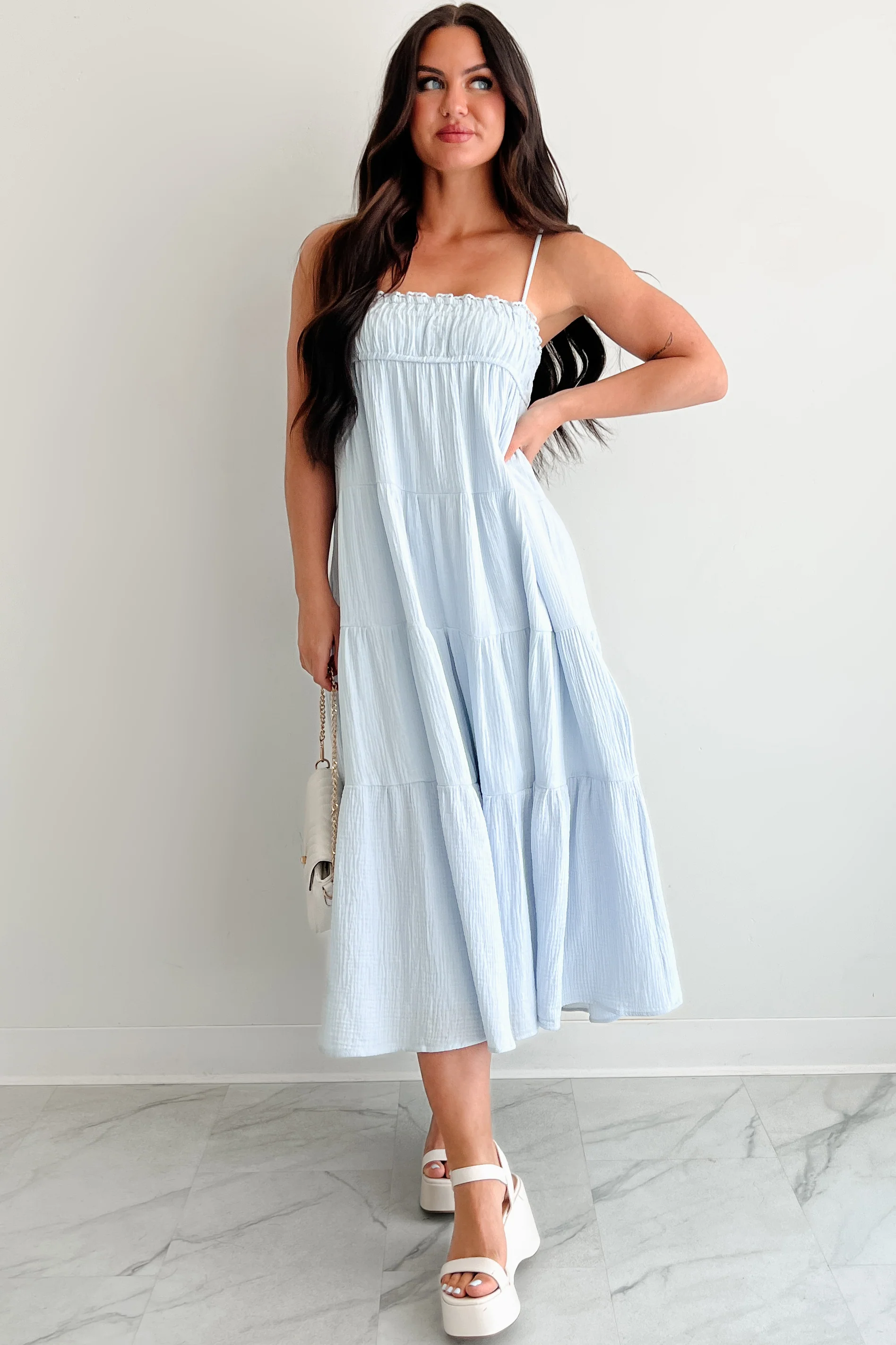 Twilight Glow Sleeveless Tiered Maxi Dress (Light Blue) - Image 11