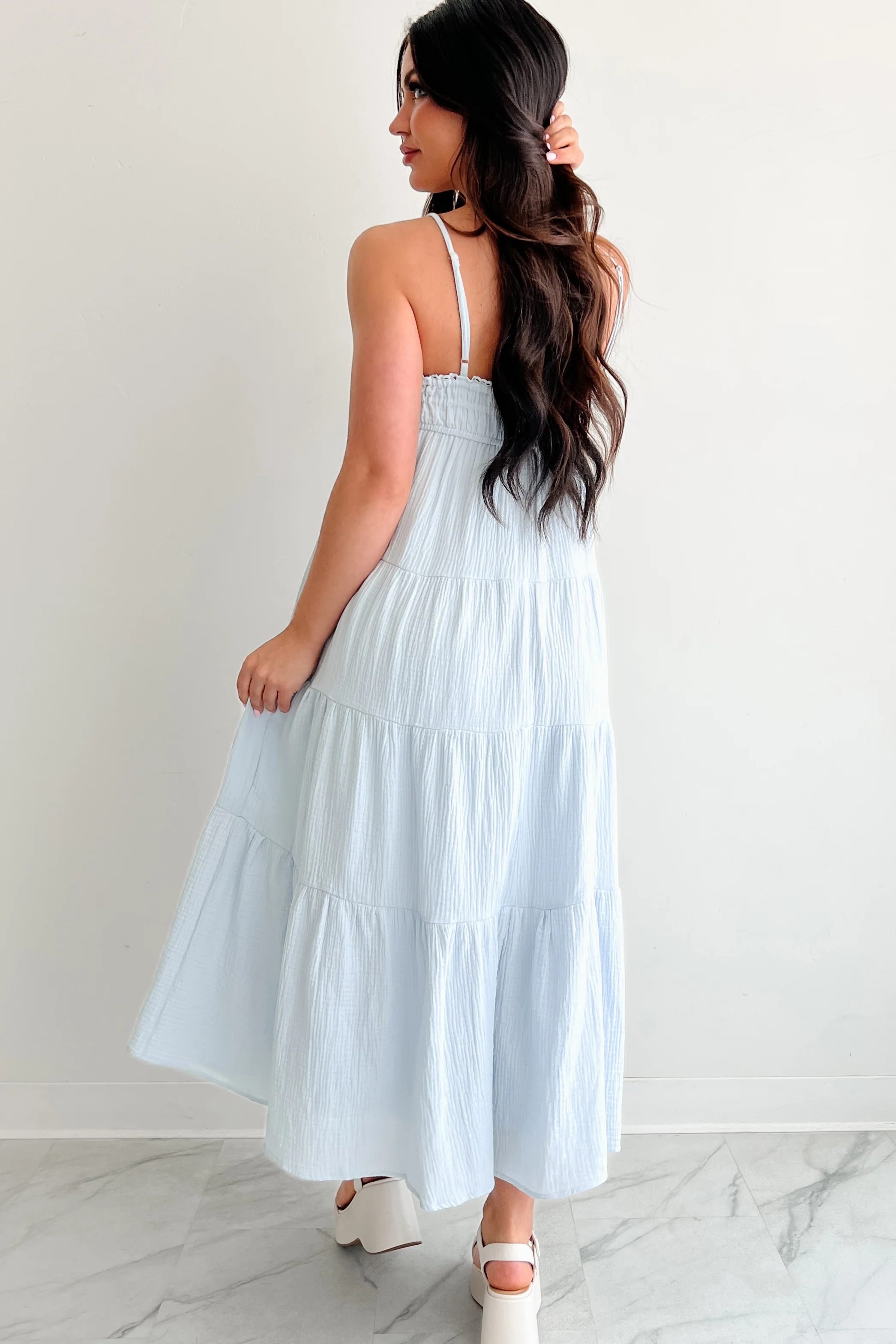 Twilight Glow Sleeveless Tiered Maxi Dress (Light Blue) - Image 13