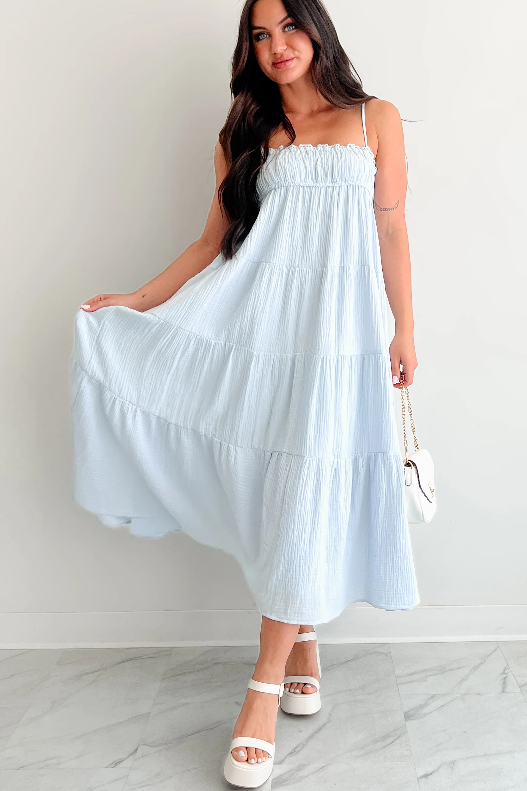 Twilight Glow Sleeveless Tiered Maxi Dress (Light Blue) - Image 14