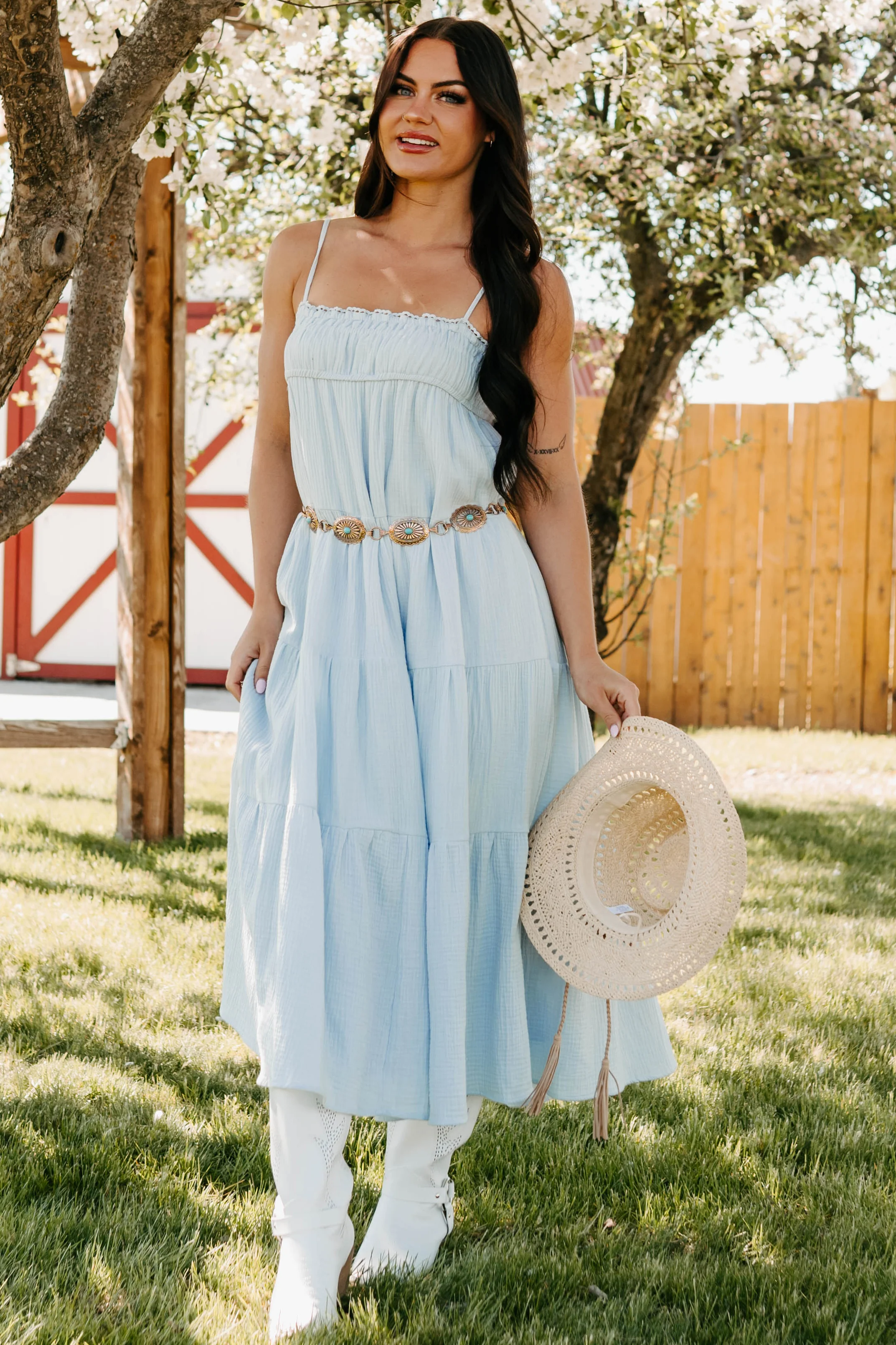 Twilight Glow Sleeveless Tiered Maxi Dress (Light Blue) - Image 2