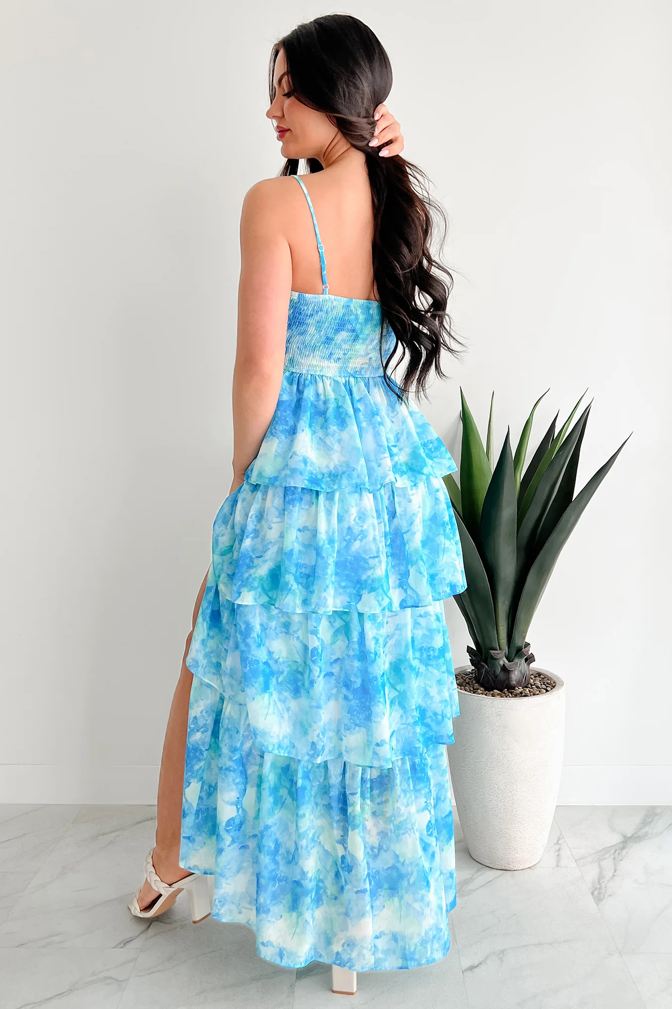 Twinkling Eyes Tiered Ruffle Maxi Dress (Blue) - Image 6