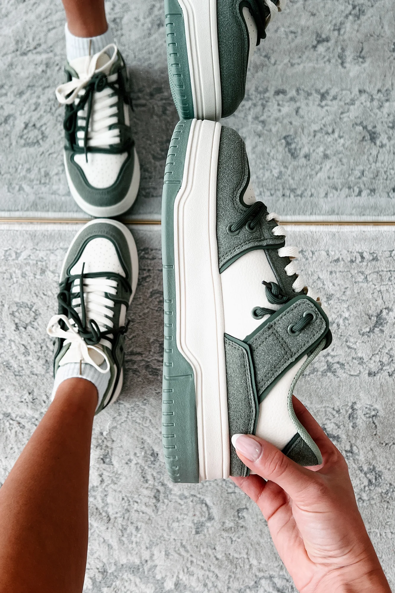 Two Way Street Platform Sneakers (Olive) - Image 2