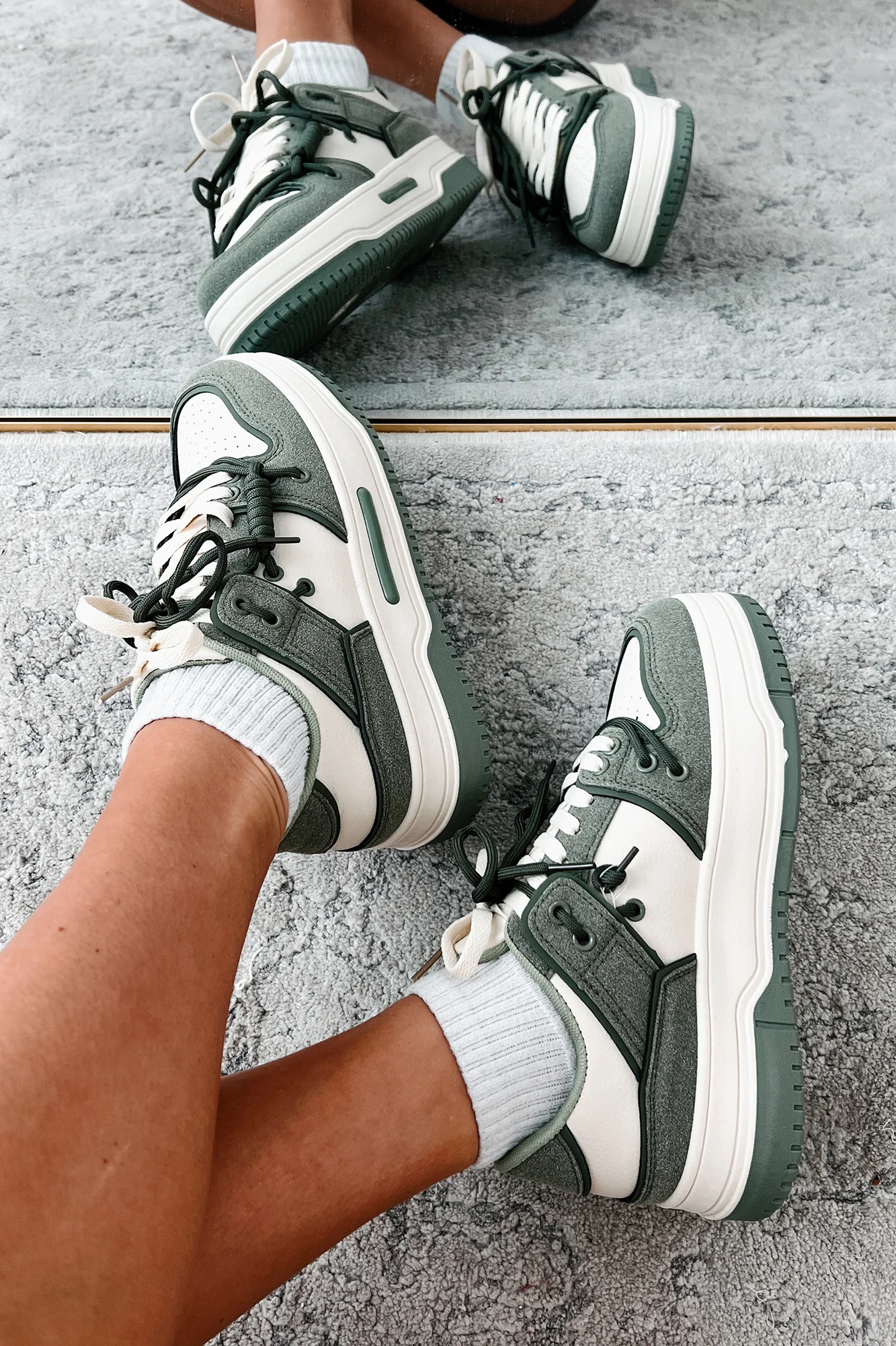 Two Way Street Platform Sneakers (Olive) - Image 3