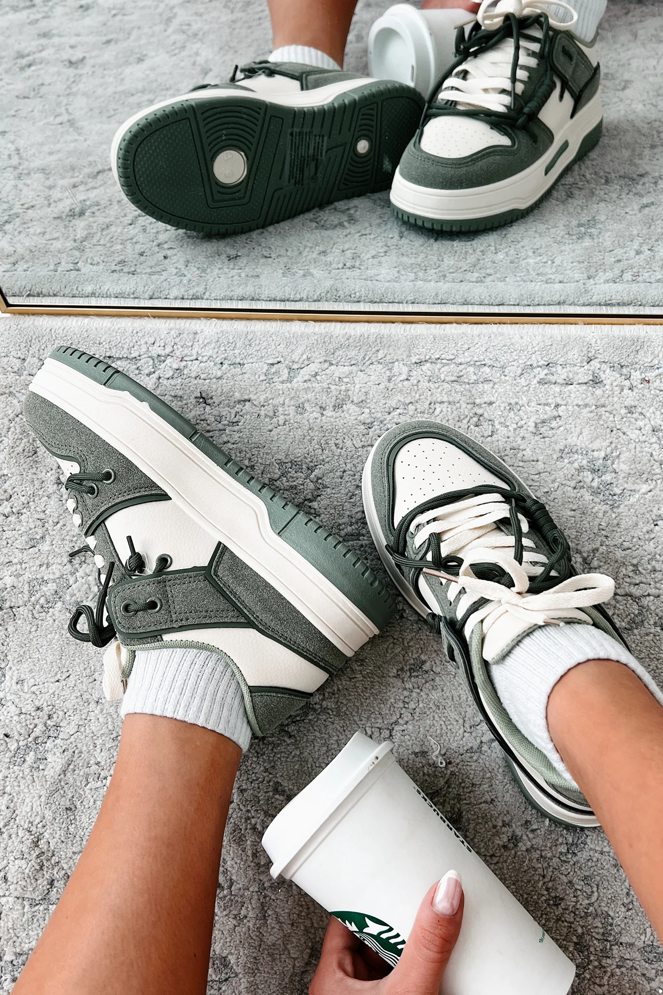 Two Way Street Platform Sneakers (Olive) - Image 6