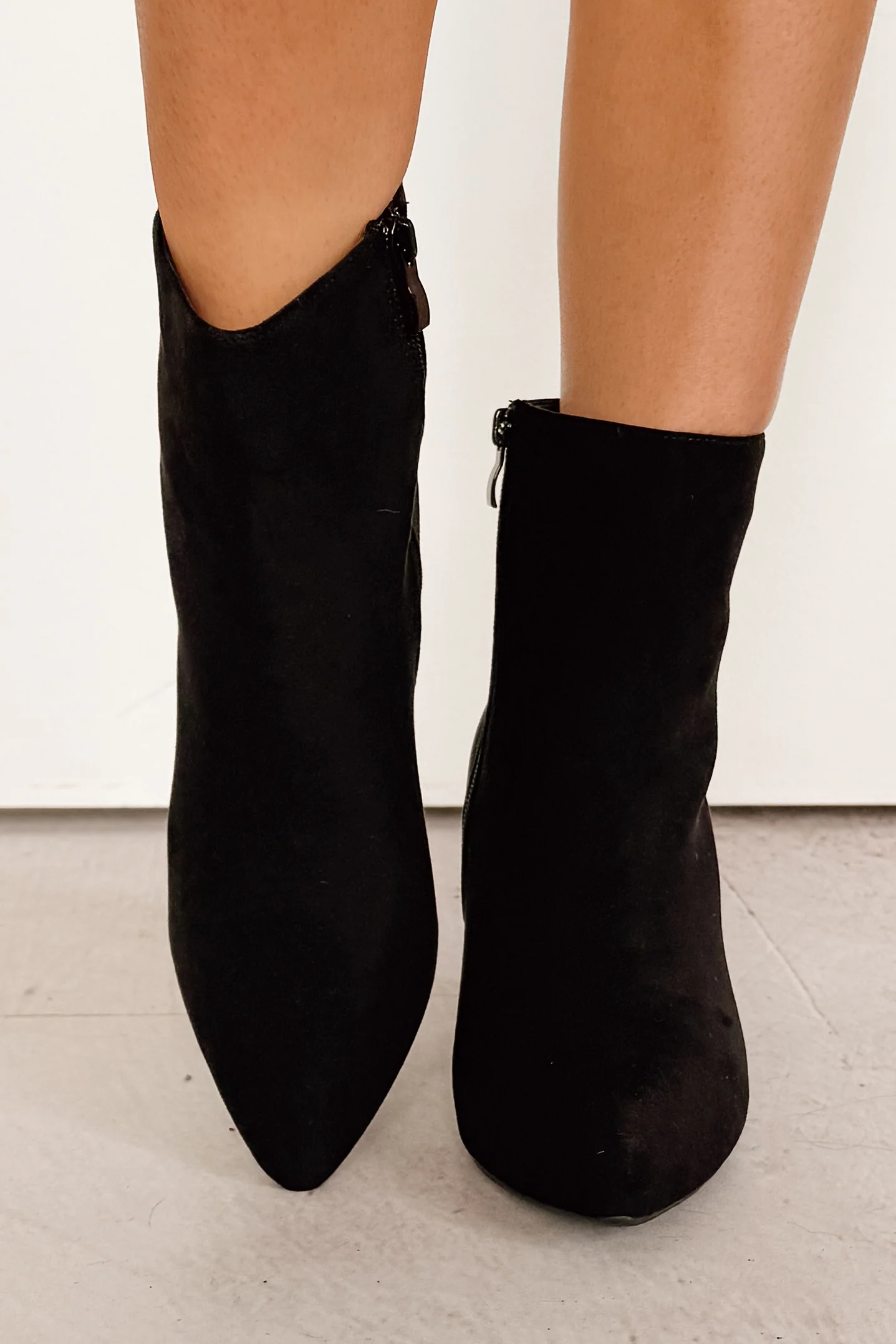 Under Control Faux Suede Heeled Booties (Black) - Image 3