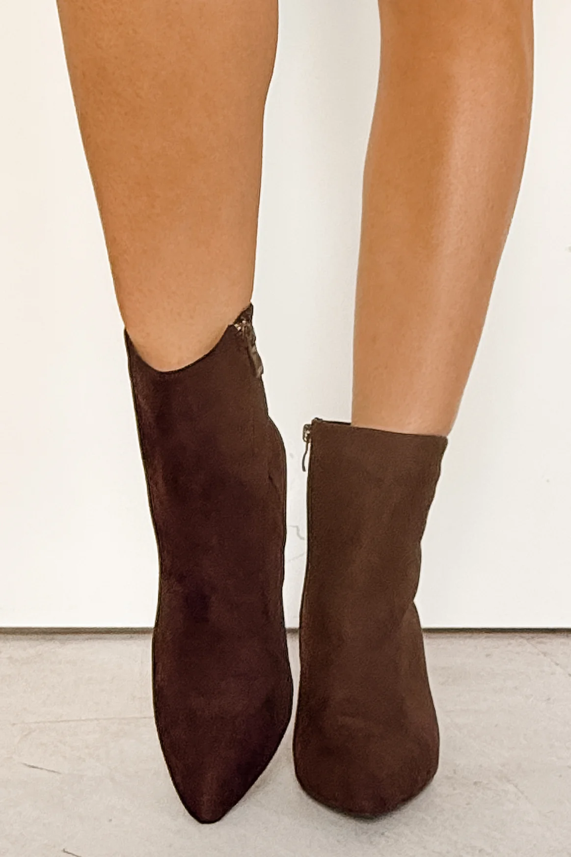 Under Control Faux Suede Heeled Booties (Brown) - Image 3
