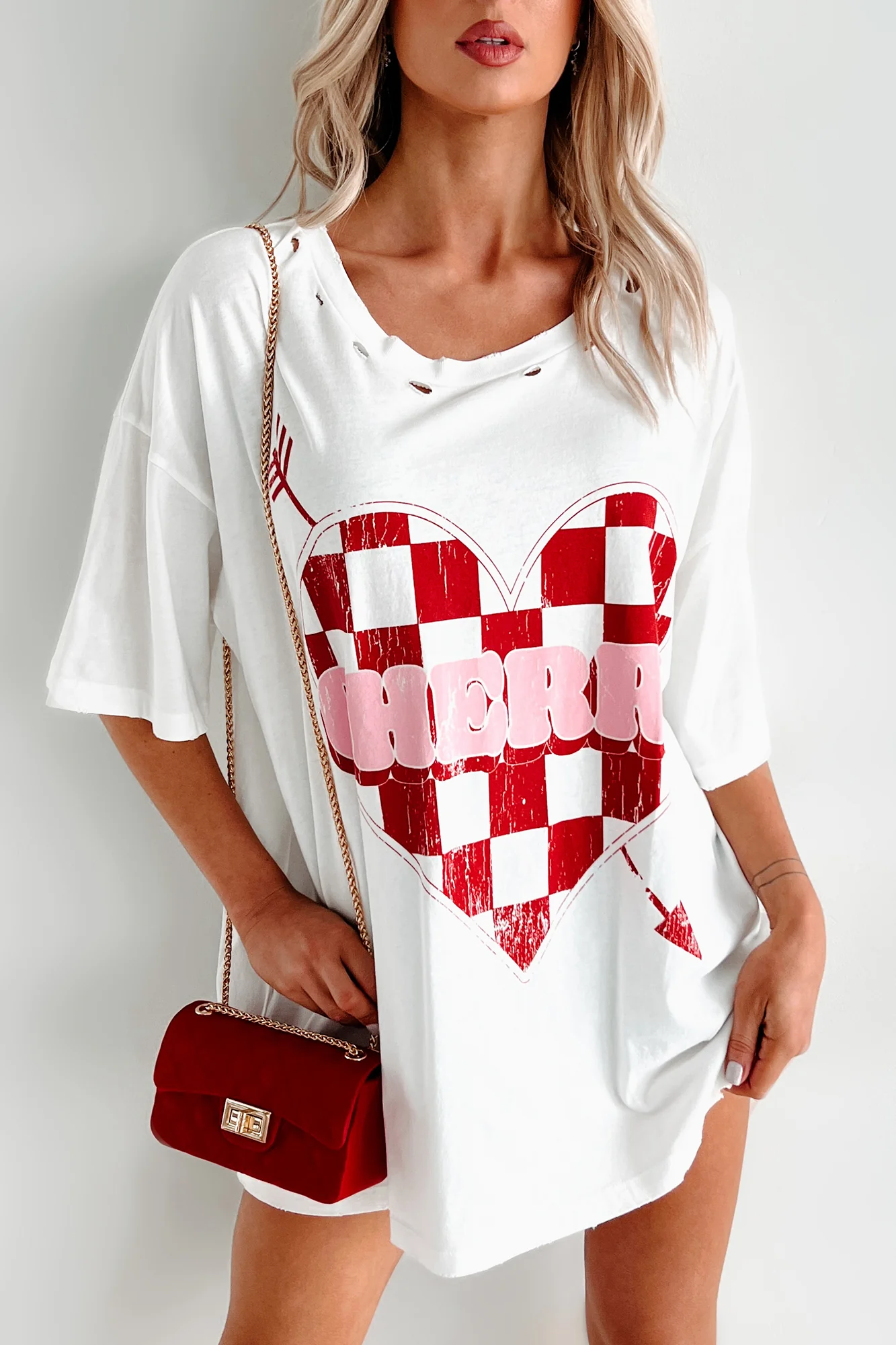 Unexpected Feelings Checker Heart Graphic Tee (Ivory) - Image 3