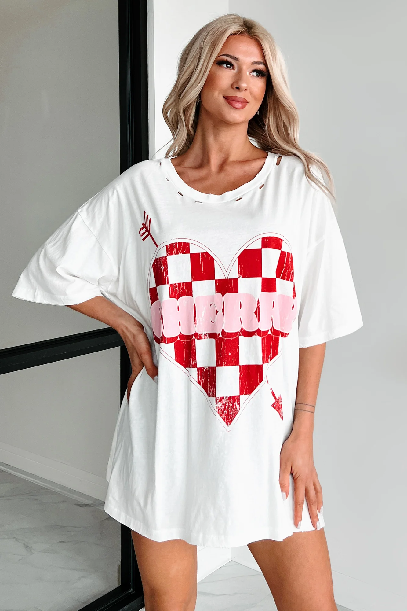 Unexpected Feelings Checker Heart Graphic Tee (Ivory) - Image 5