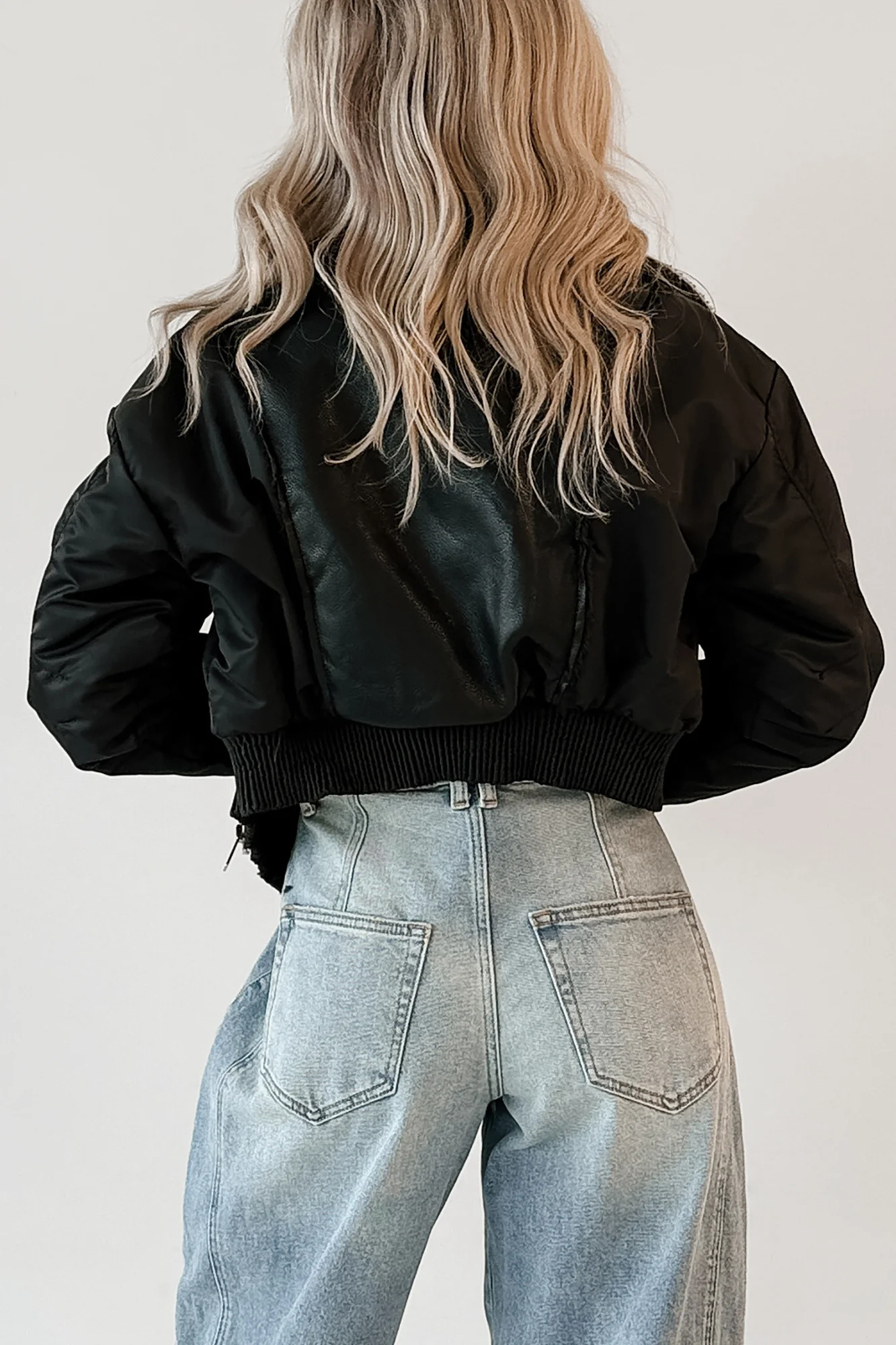 Untamed Icon Faux Leather Sherpa Jacket (Black) - Image 4