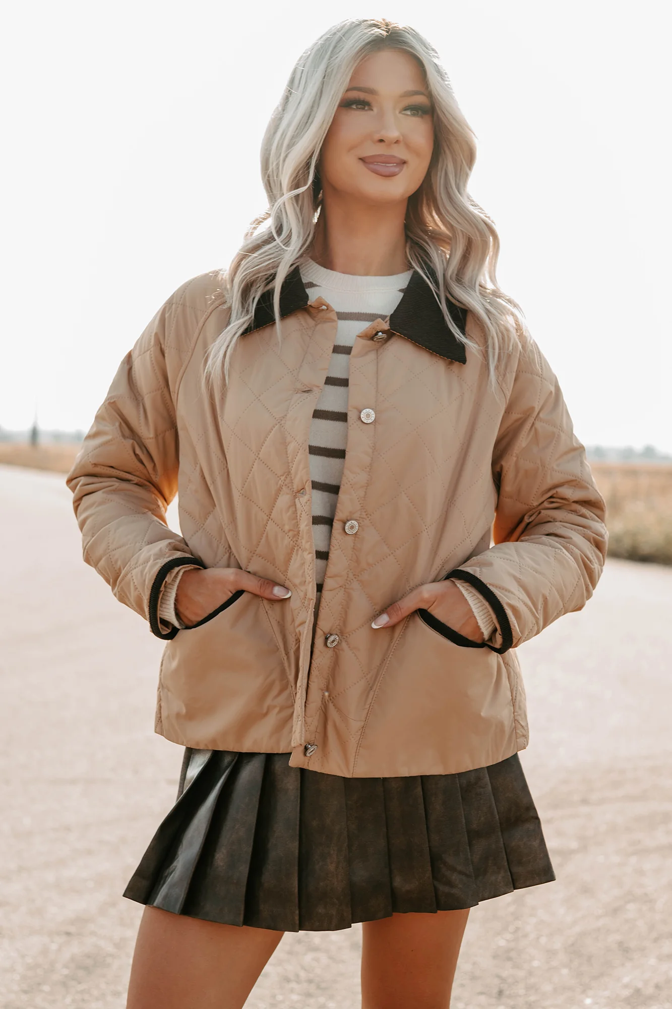 Up & Coming Quilted Barn Jacket (Camel) - Image 3