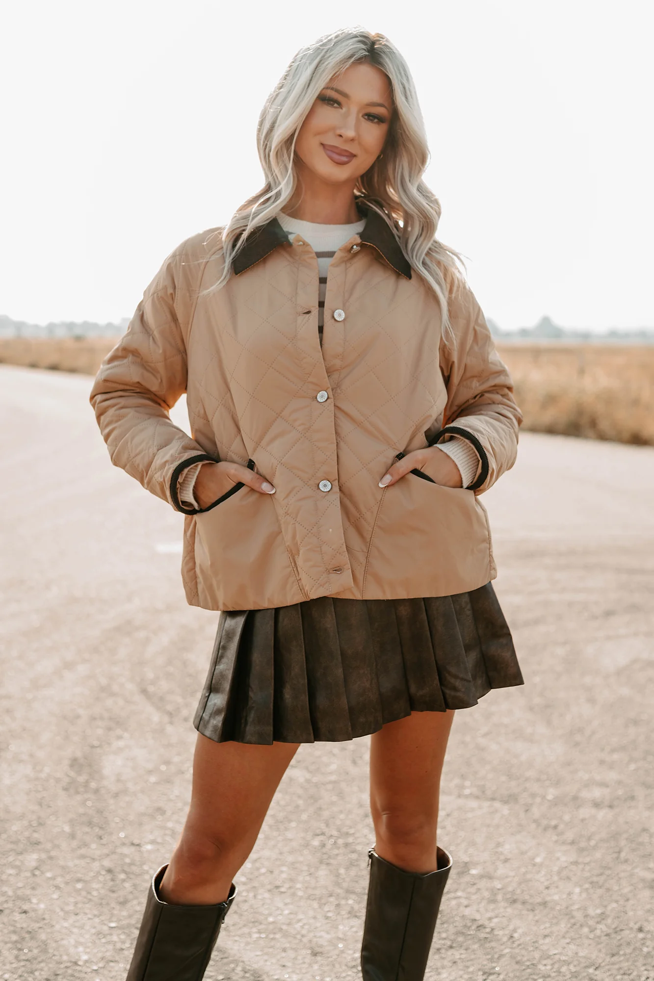 Up & Coming Quilted Barn Jacket (Camel) - Image 5