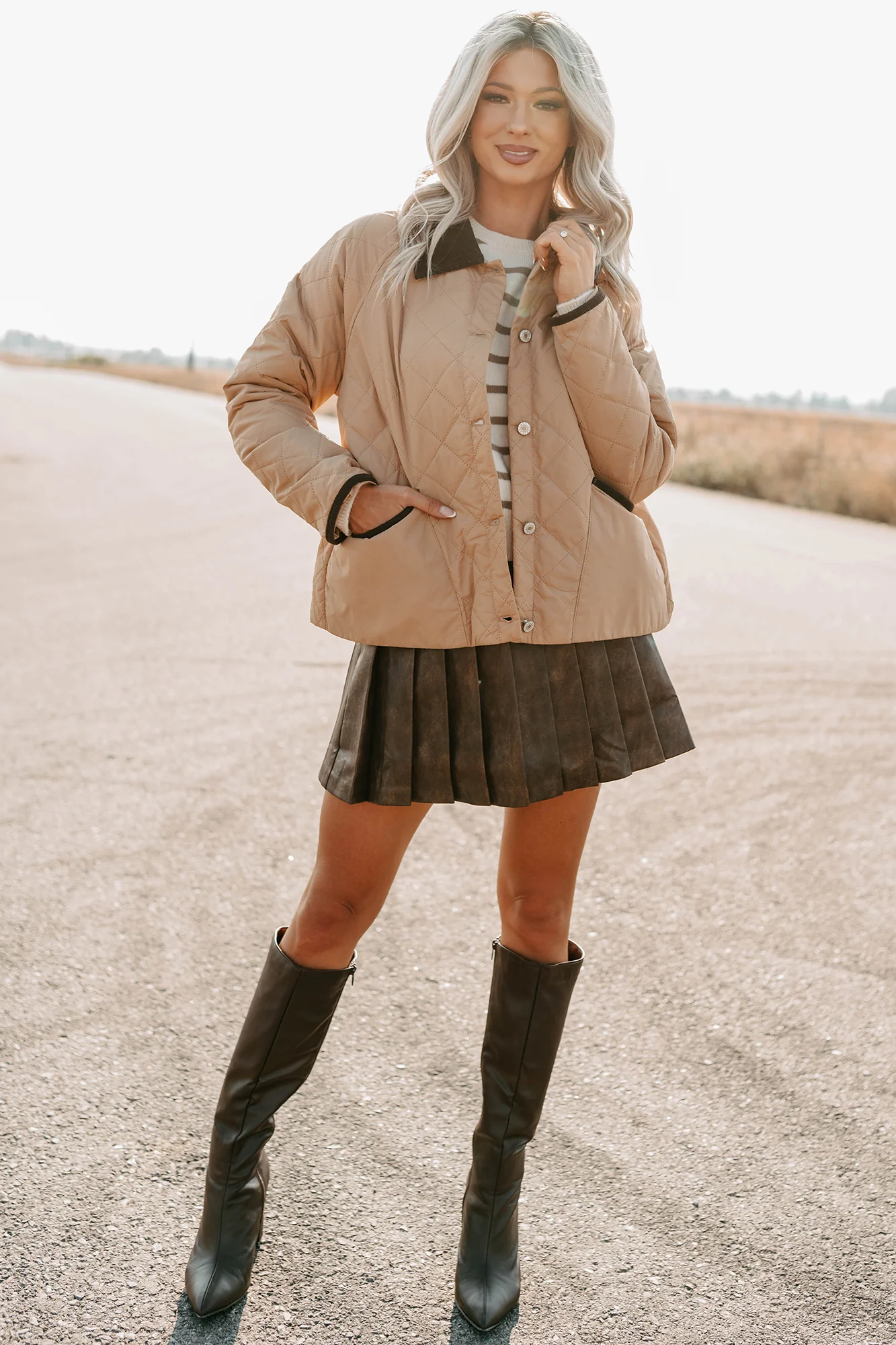 Up & Coming Quilted Barn Jacket (Camel) - Image 7