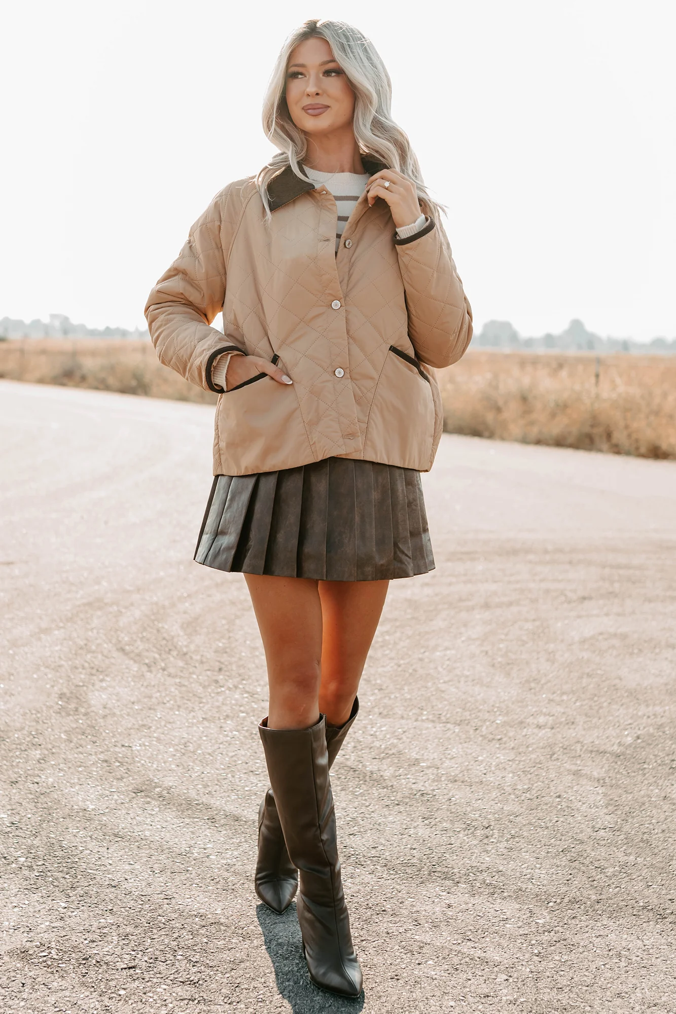 Up & Coming Quilted Barn Jacket (Camel) - Image 8