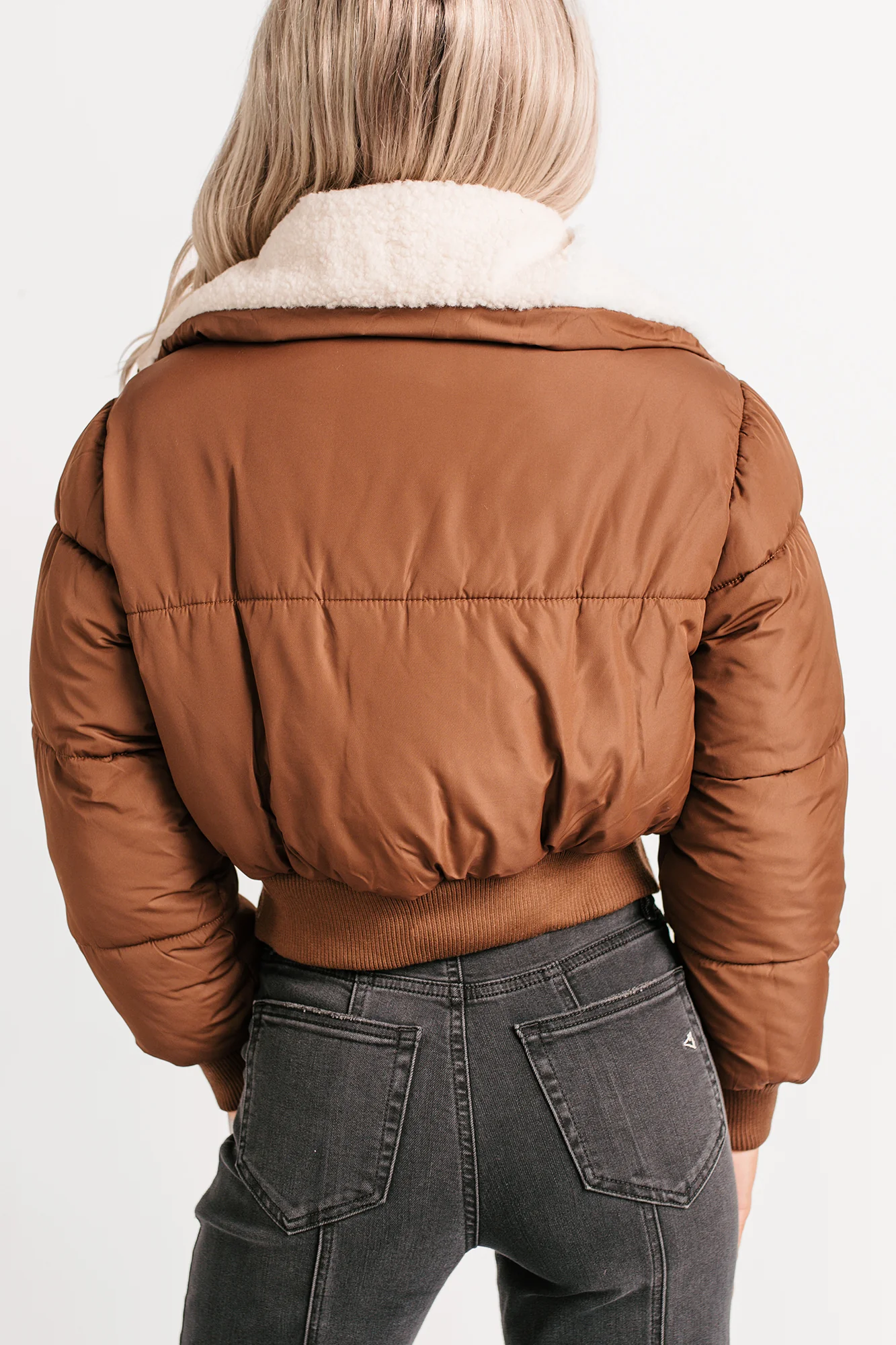Up To Snow Good Quilted Puff Jacket (Brown) - Image 6