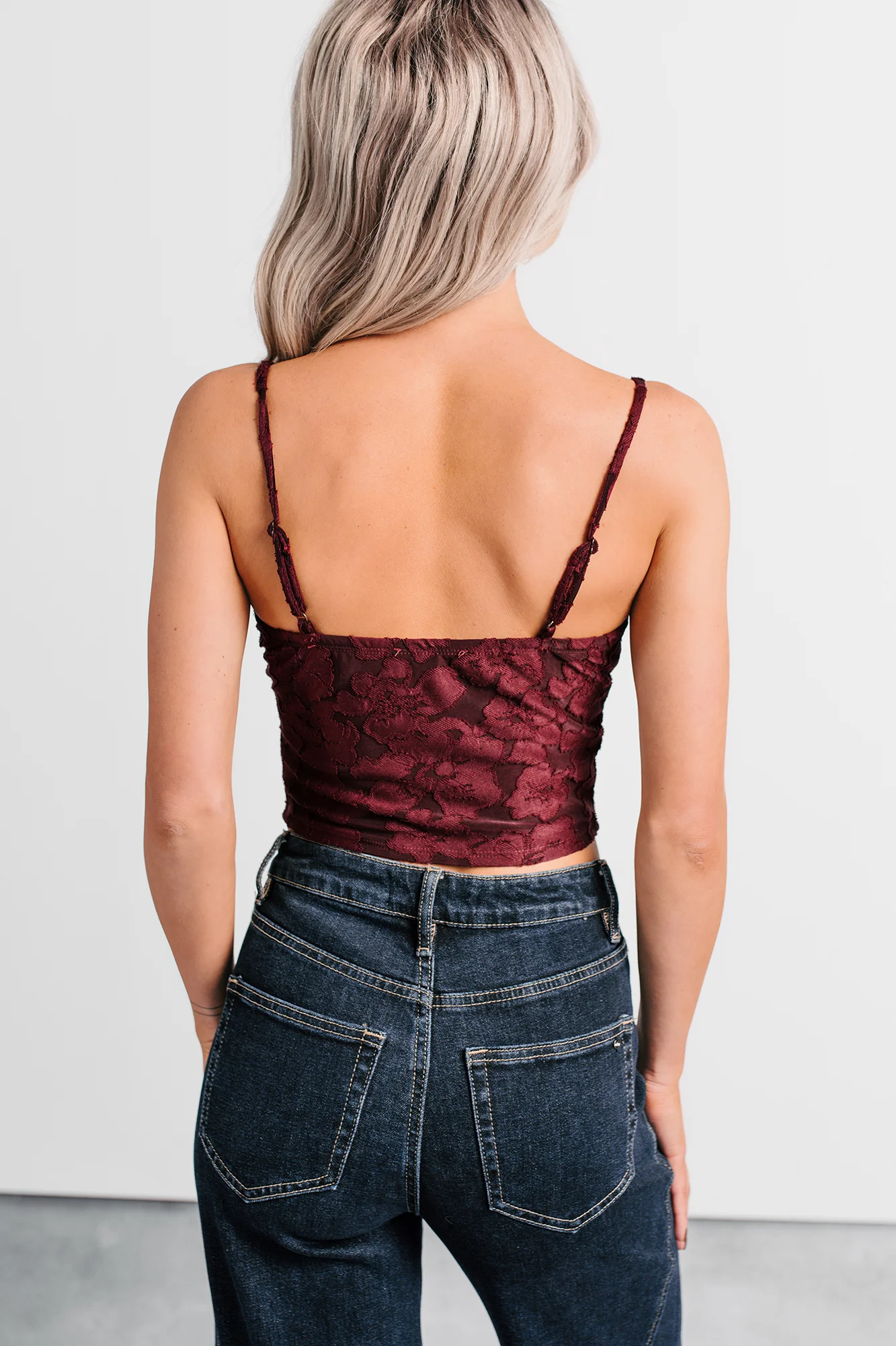 Urban Darling Floral Corset Crop Top (Burgundy) - Image 3