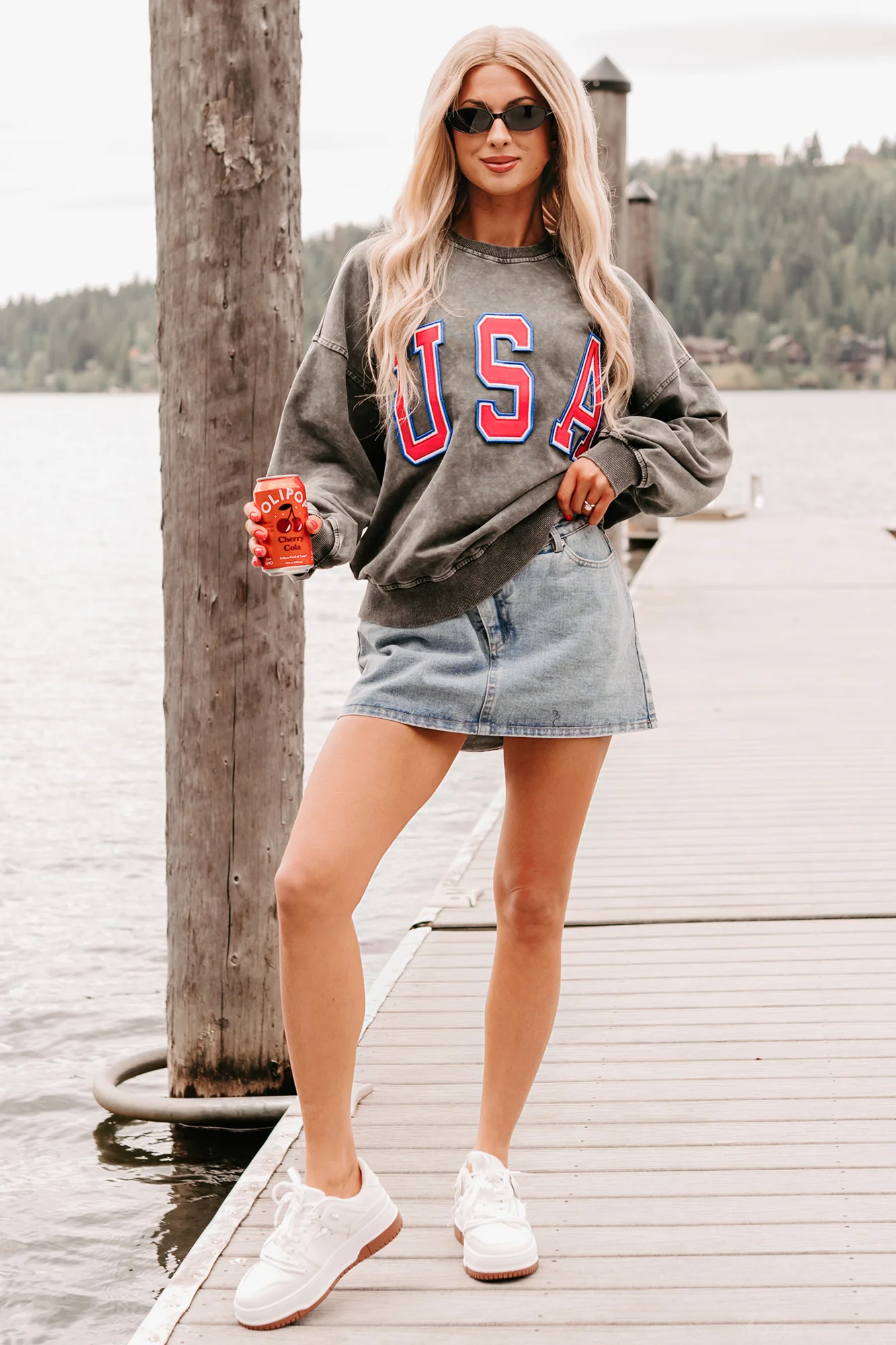 "USA" Mineral Wash Sweatshirt (Charcoal) - Image 3