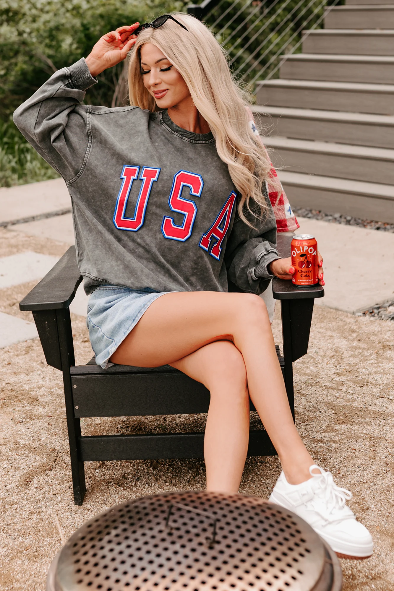 "USA" Mineral Wash Sweatshirt (Charcoal) - Image 5