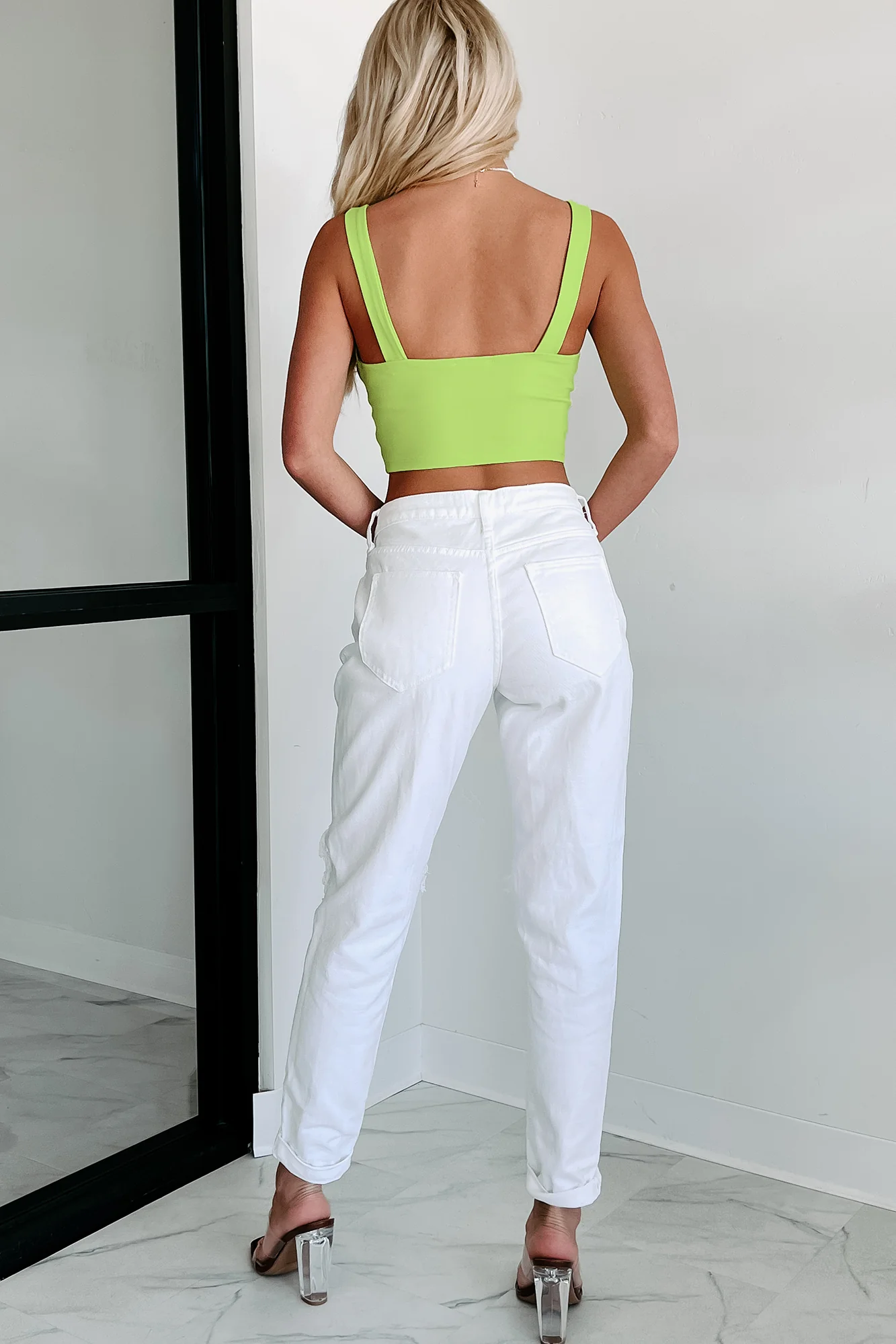 Vacation Villa Corset Crop Top (Chartreuse) - Image 13