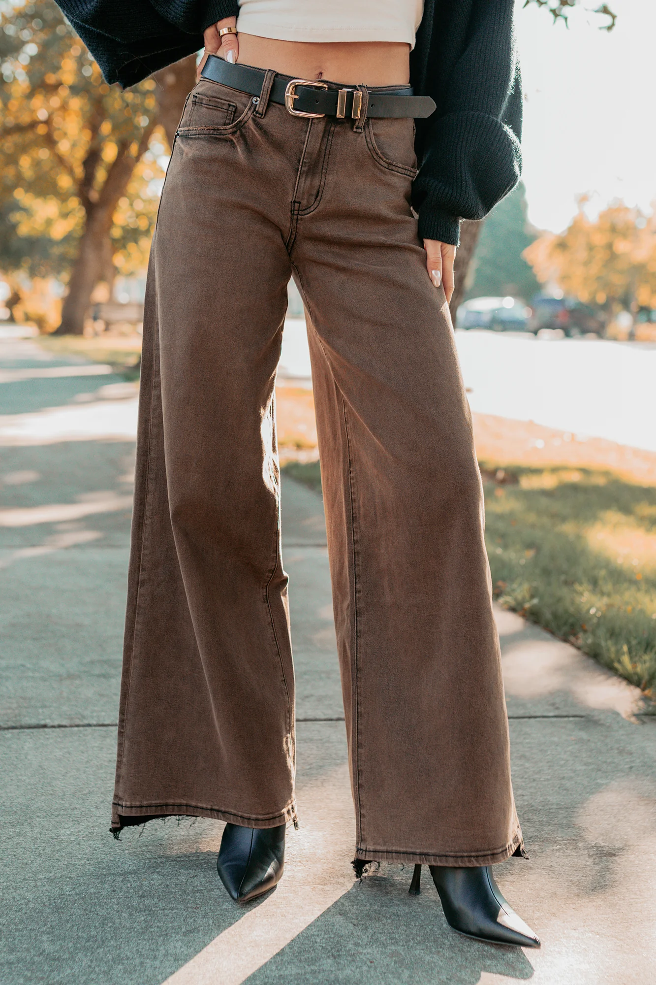 Valencia High Rise Wide Leg Mica Denim Jeans (Antique Bronze) - Image 7