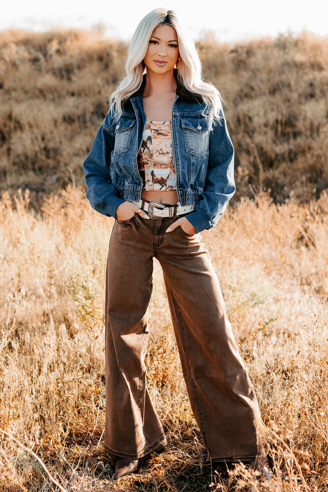 Valencia High Rise Wide Leg Mica Denim Jeans (Antique Bronze) - Image 9