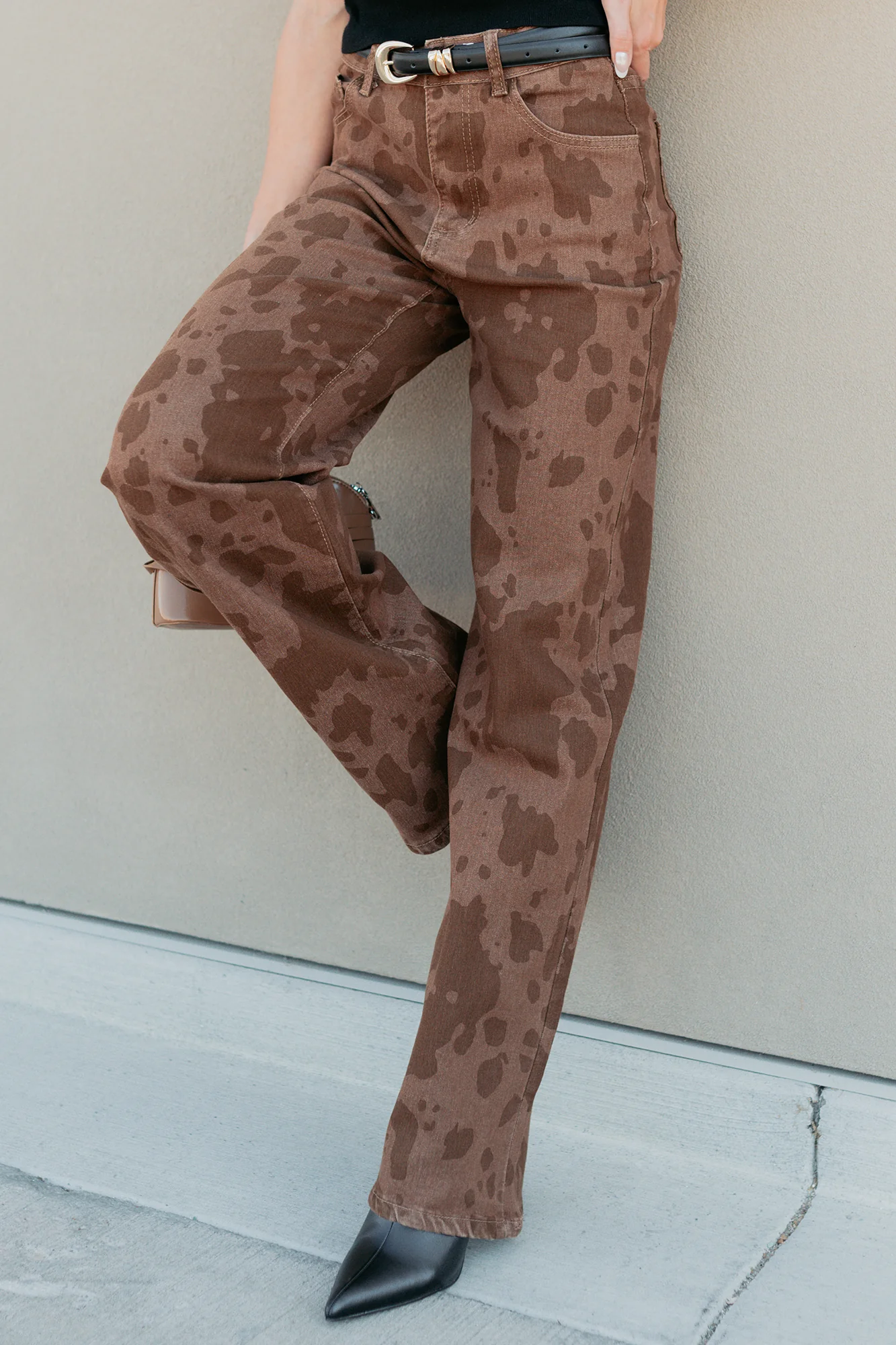 Valentina Stretchy Straight Leg Balboa Fashion Jeans (Cow Print) - Image 2