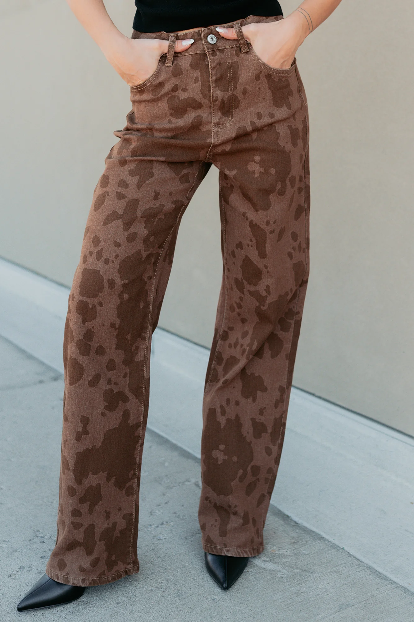 Valentina Stretchy Straight Leg Balboa Fashion Jeans (Cow Print) - Image 4