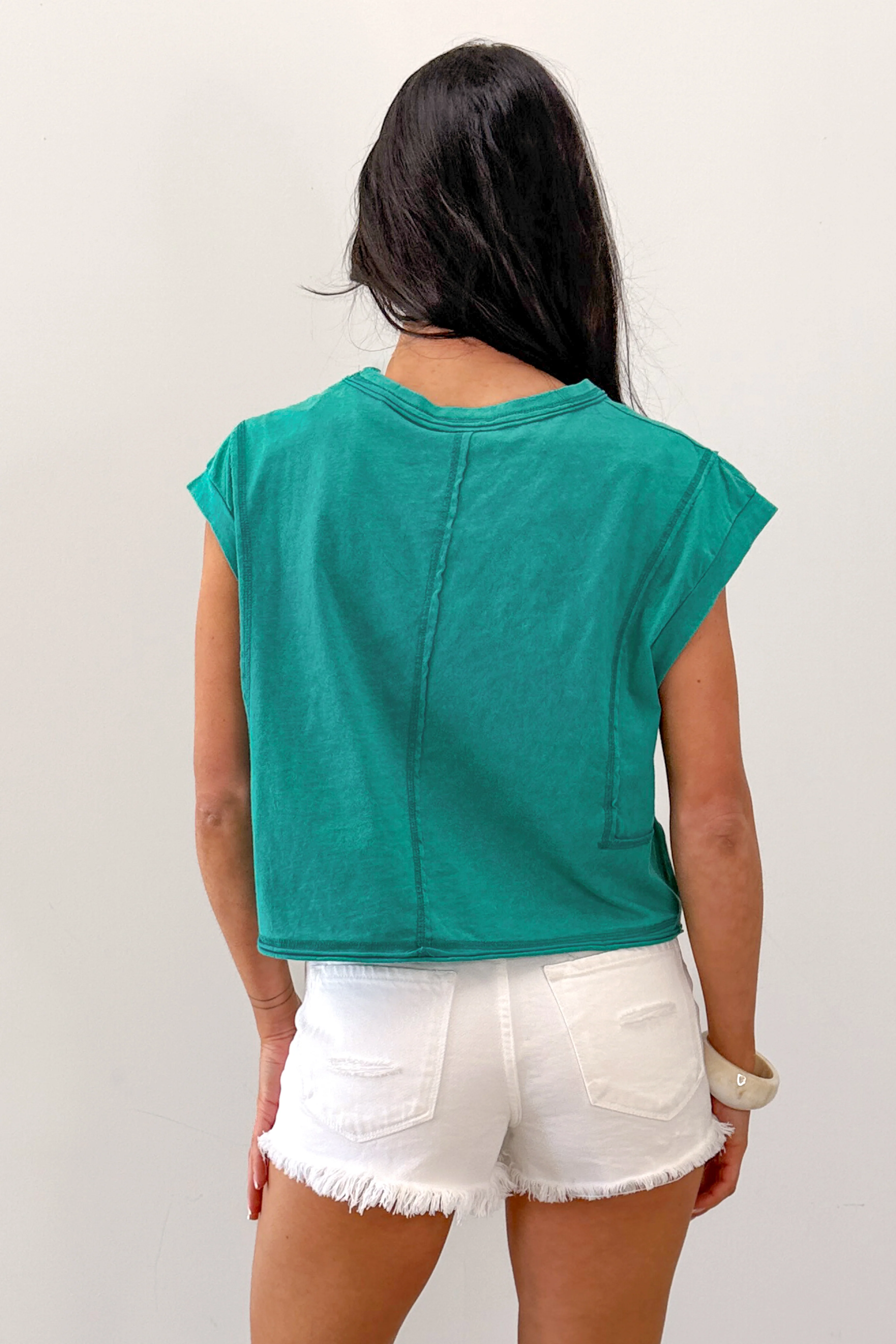 Varsity Muse Mineral Wash Boxy Cotton Top (Seafoam) - Image 6