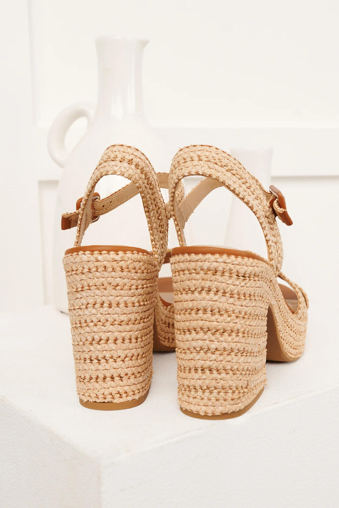 VayCay Getaway Braided Raffia Platform Heels (Natural/Tan) - Image 4
