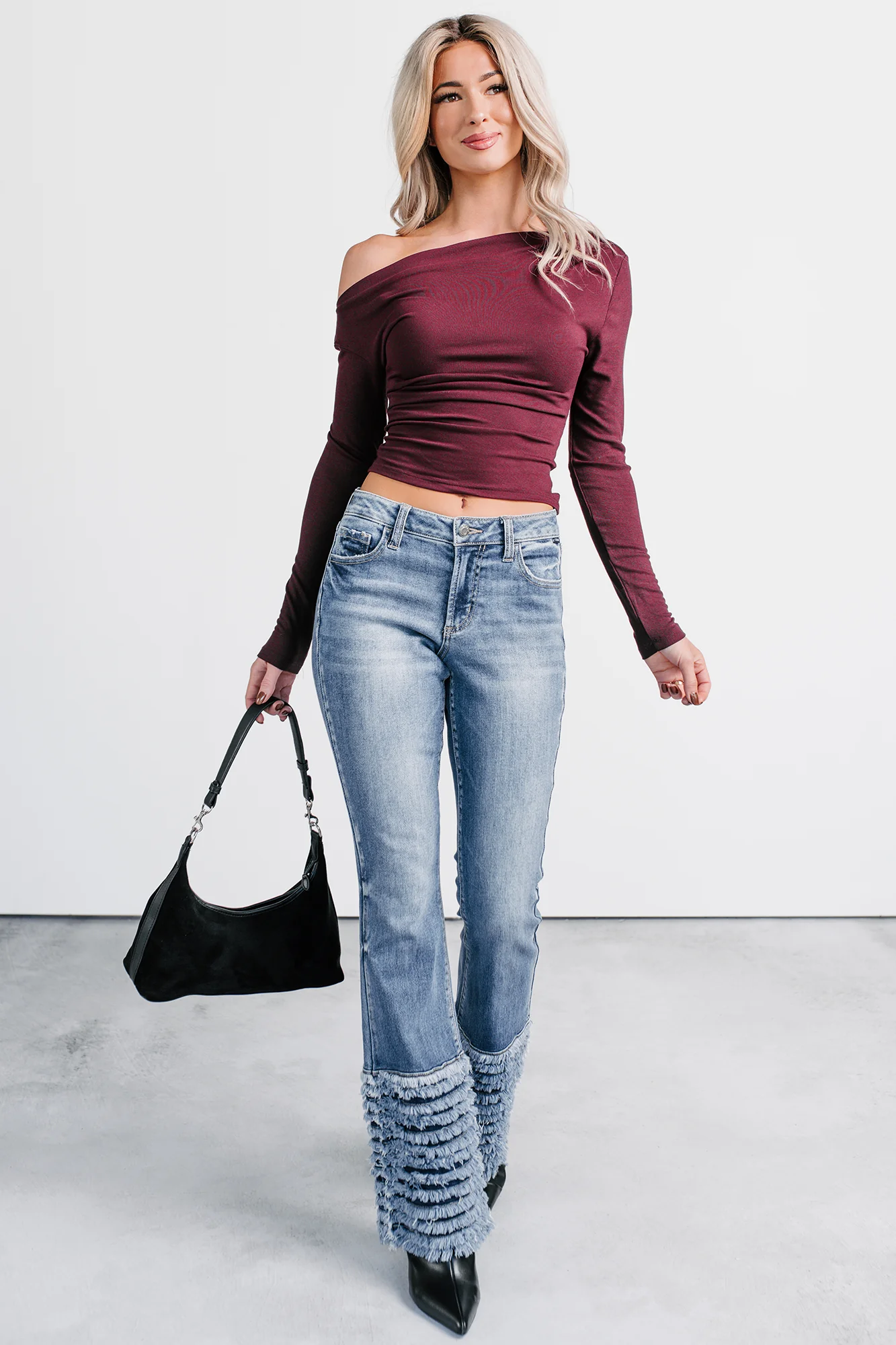 Vera Mid Rise Frayed Hem Cello Flare Jeans (Medium) - Image 30