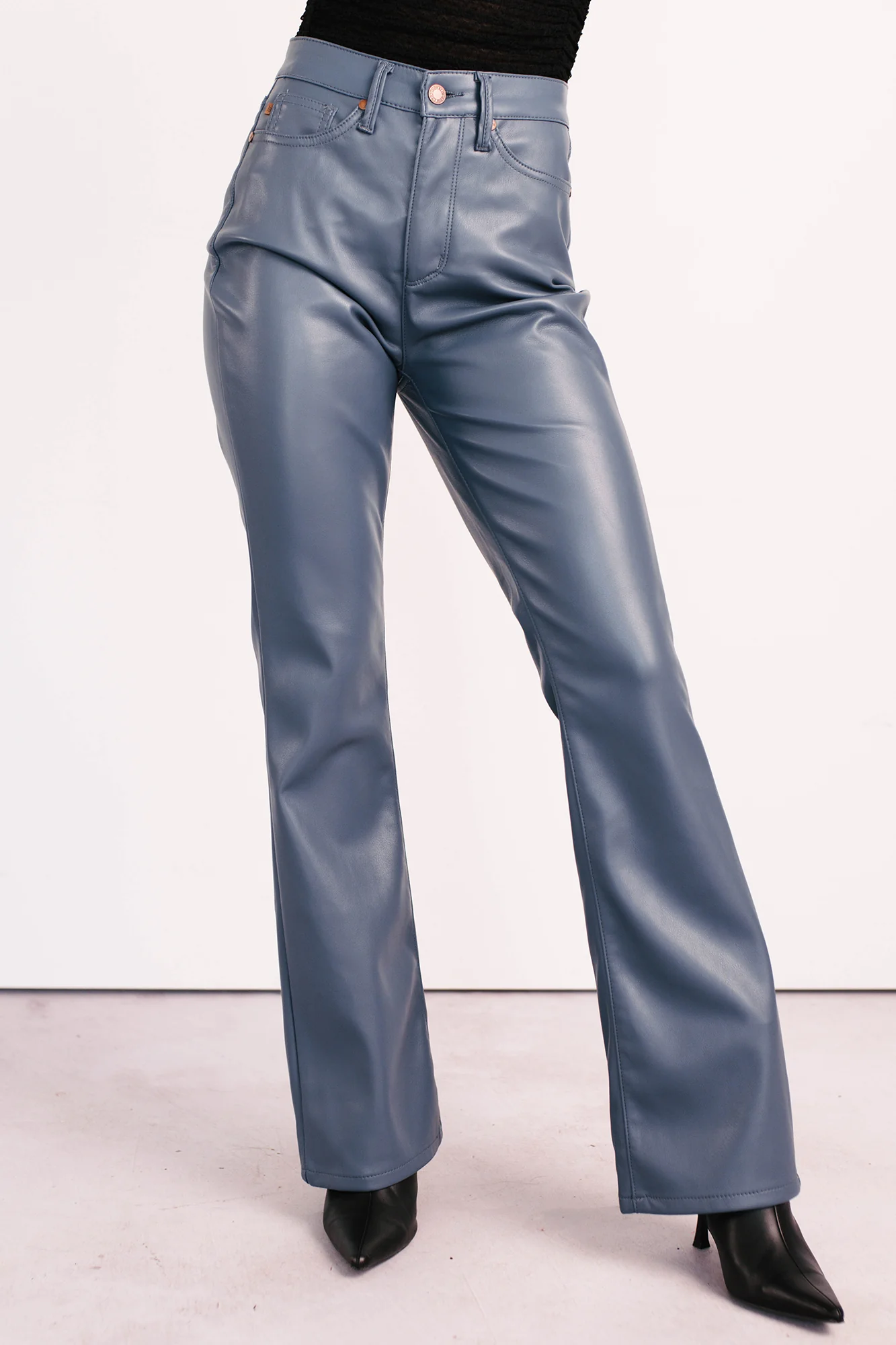 Vibe & Glow Faux Leather Judy Blue Bootcut Pants (Blue) - Image 13