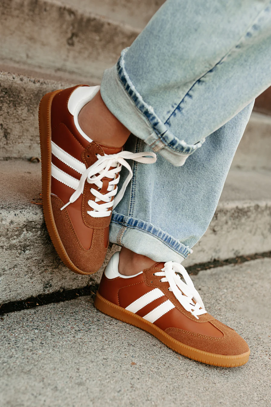 Vibes In Motion Lace-Up Platform Sneakers (Camel) - Image 3