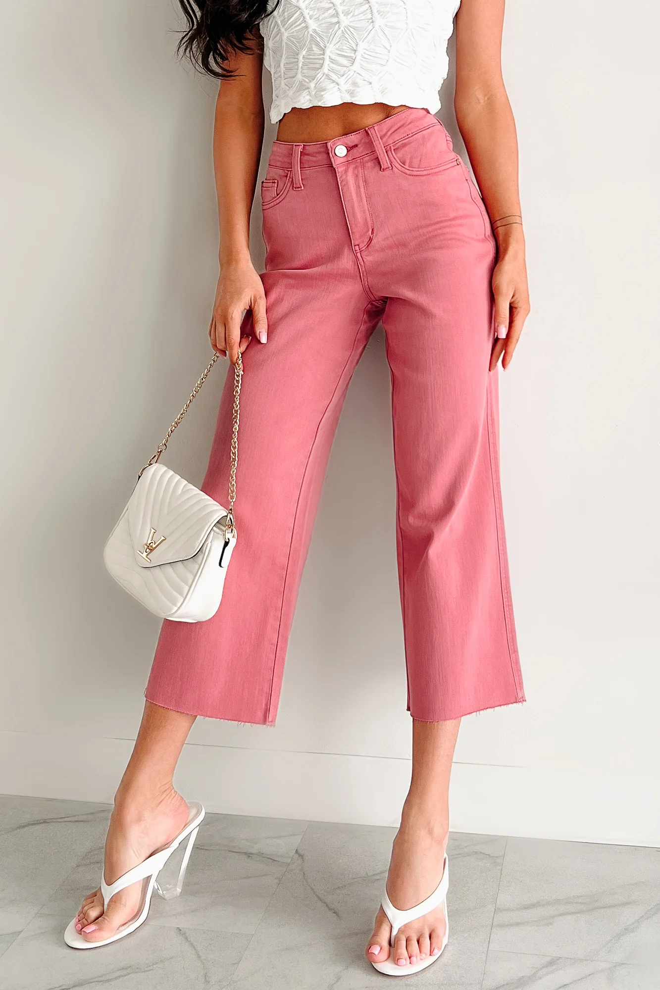 Victoria Crop Wide Leg Judy Blue Jeans (Rose) - Image 3