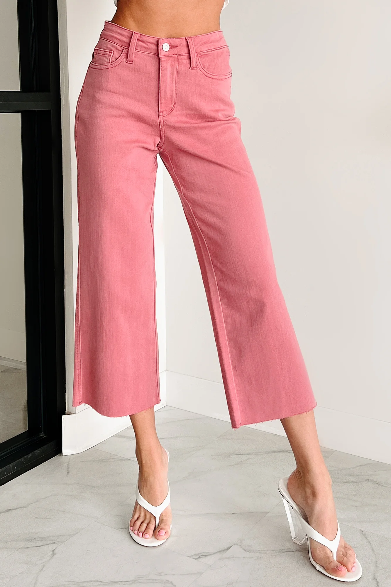 Victoria Crop Wide Leg Judy Blue Jeans (Rose) - Image 4
