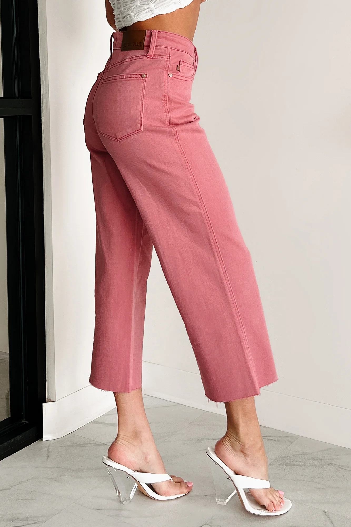 Victoria Crop Wide Leg Judy Blue Jeans (Rose) - Image 5
