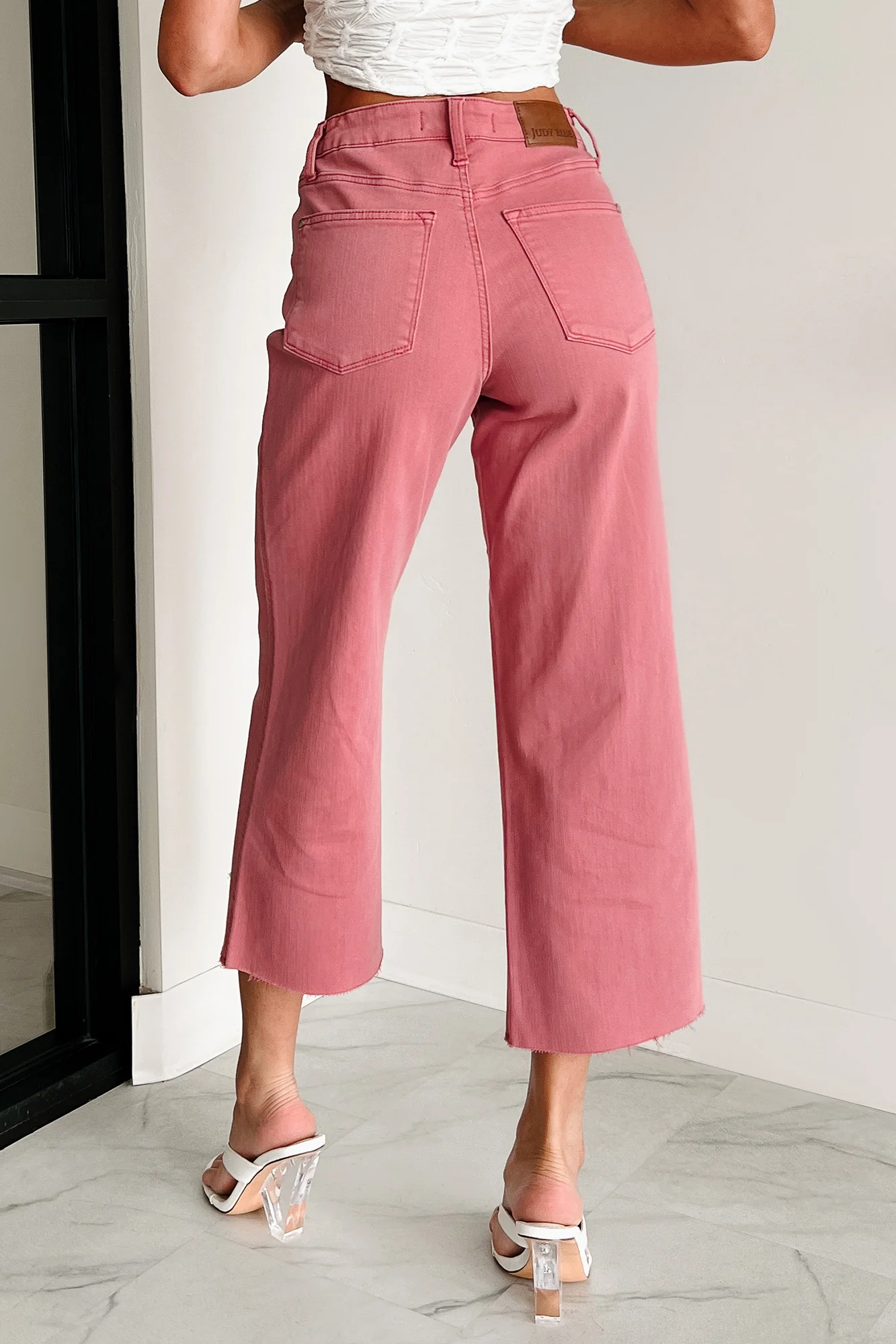 Victoria Crop Wide Leg Judy Blue Jeans (Rose) - Image 6