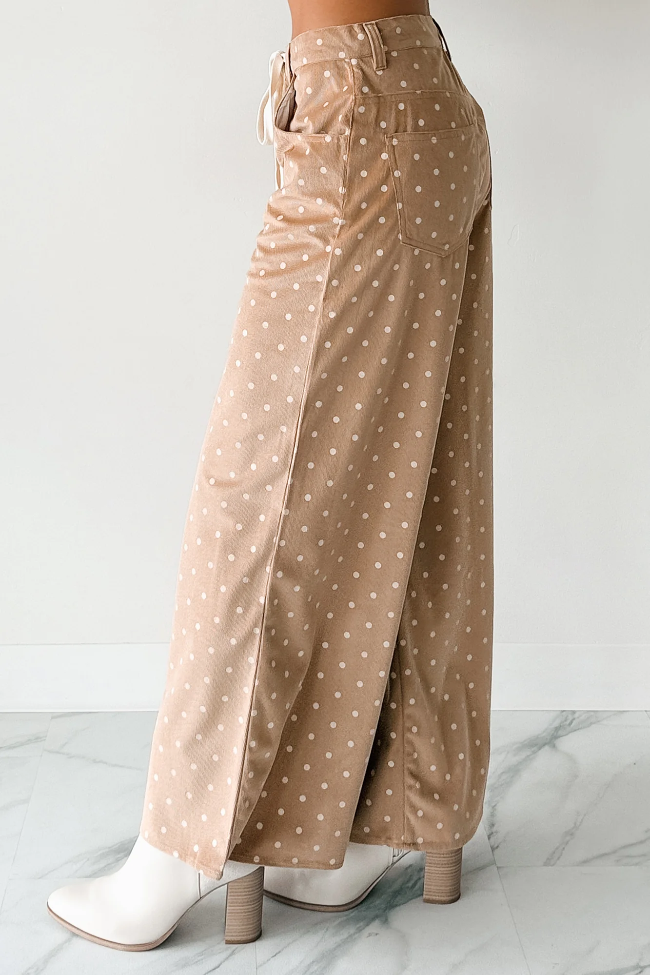 Virgina Drawstring Polka-Dot NoaBoa Pants (Mocha) - Image 5